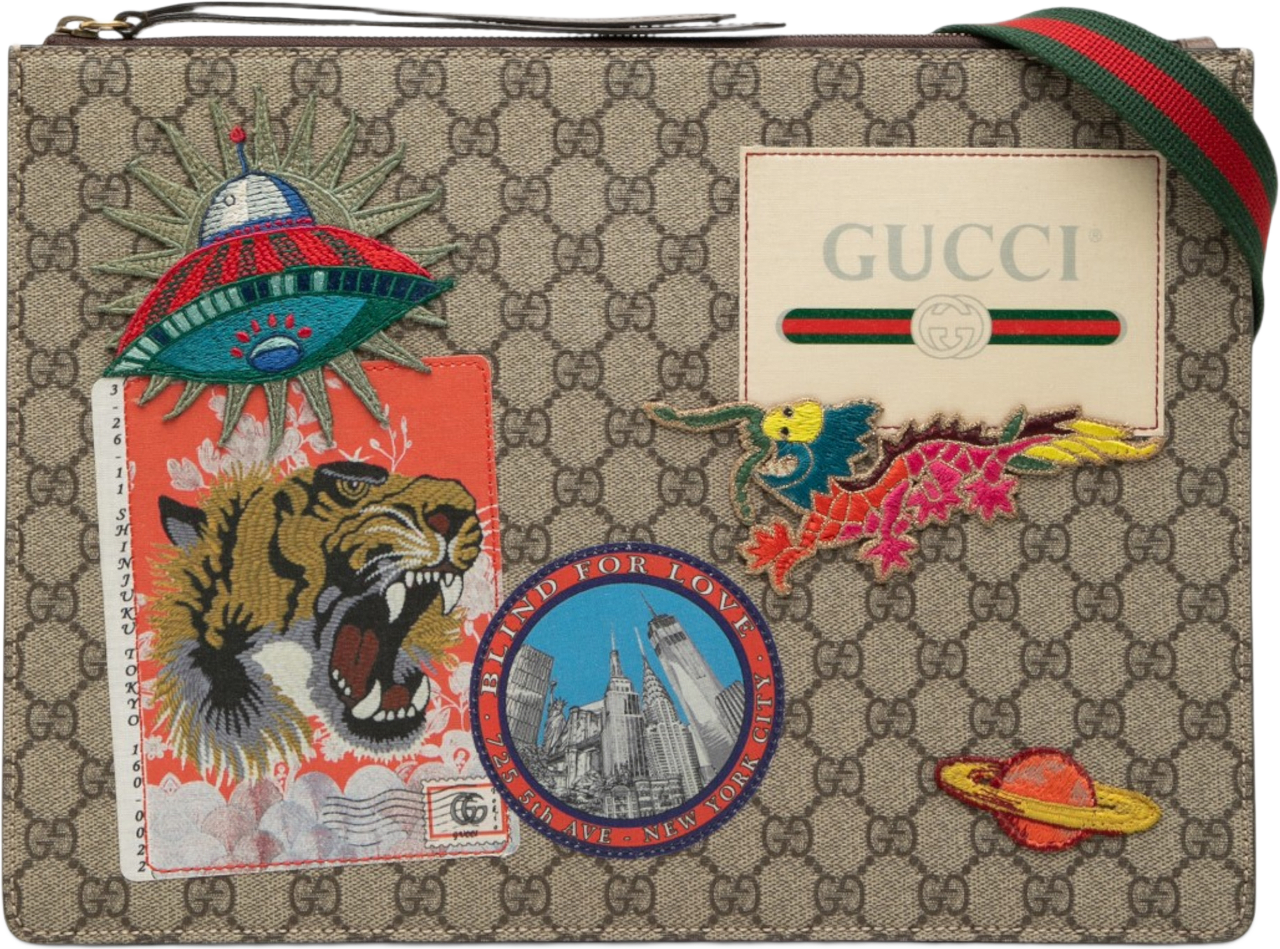 Gucci Gg Supreme Web Courrier Messenger Bag, från Luxclusif, i färgen beige.