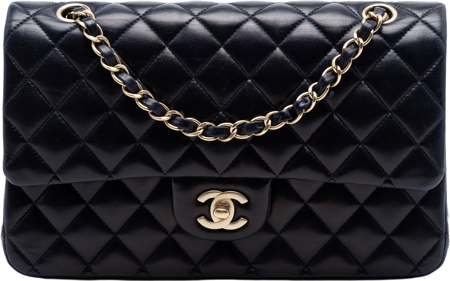 Chanel Medium Classic Lambskin Double Flap, från Luxclusif, i färgen black.