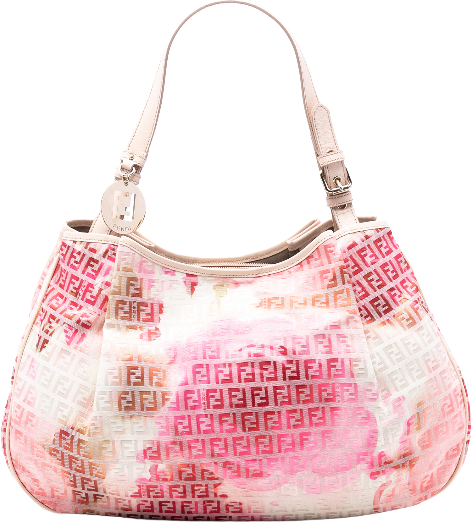 Fendi Zucchino Canvas Floral Tote, från Luxclusif, i färgen beige.