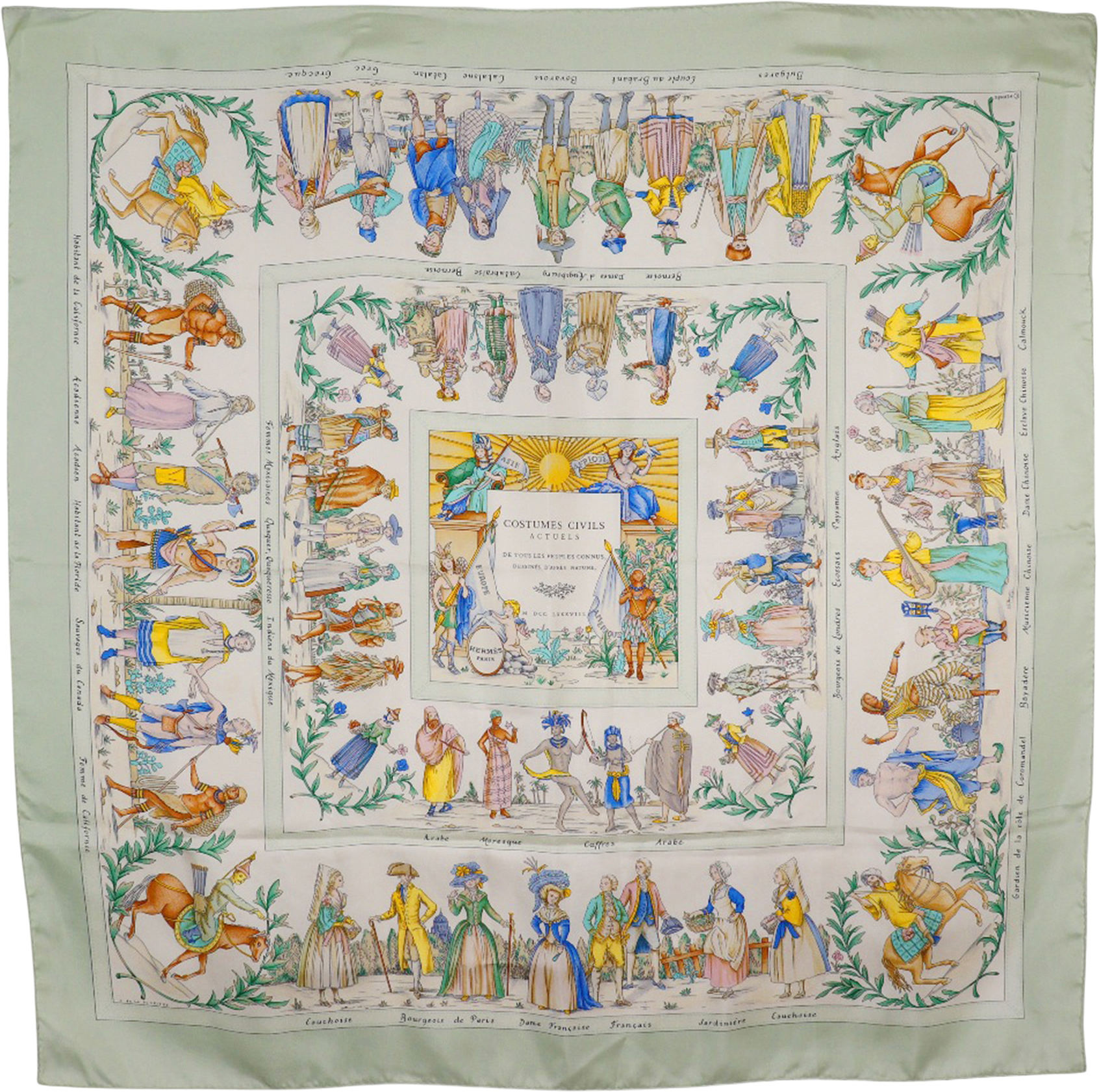 Hermès Costumes Civils Actuels Silk Scarf 90, från Luxclusif, i färgen white.