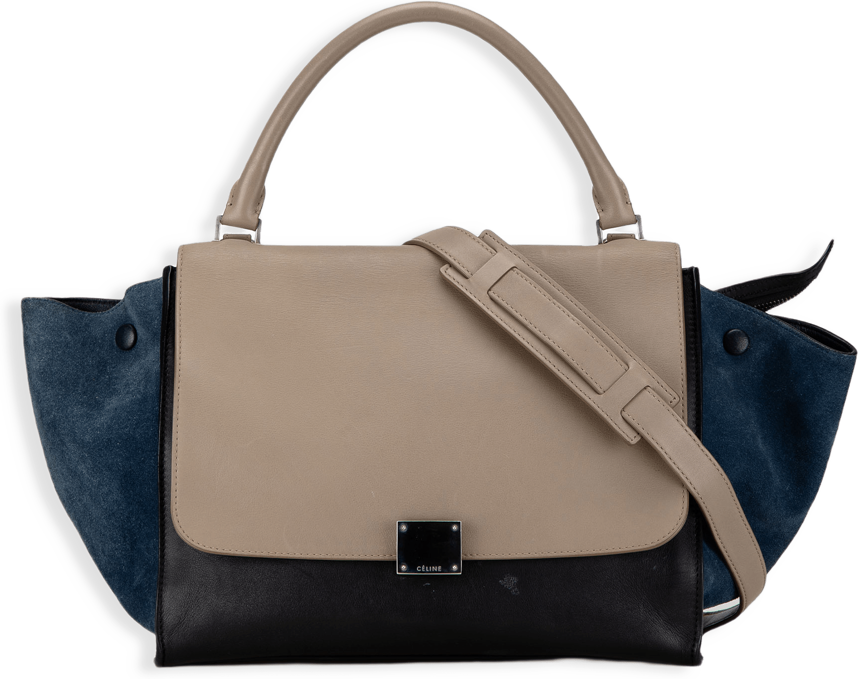 Celine Large Tricolor Trapeze Satchel