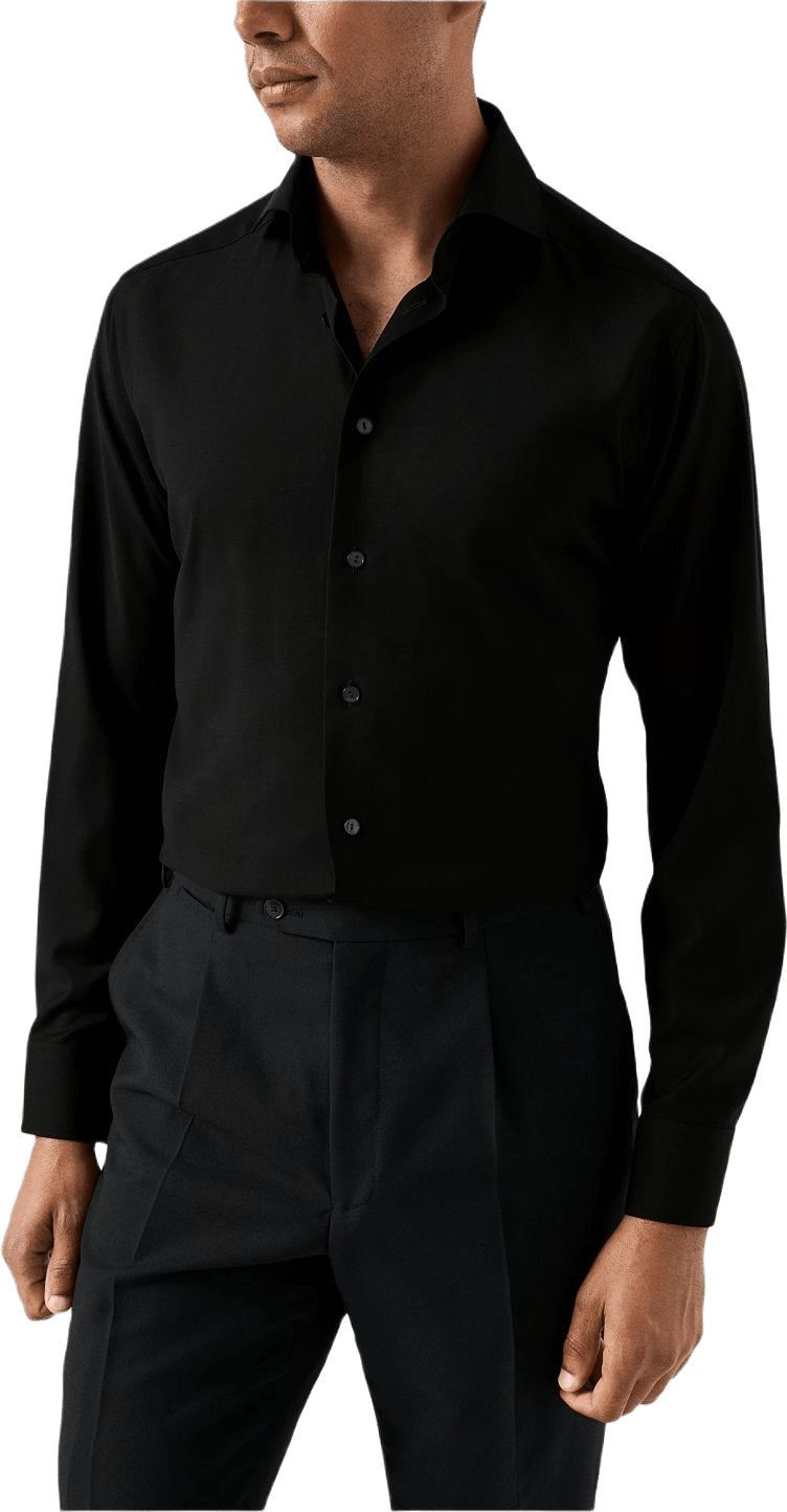 Skjorta I Supima 120 Merinoull Slim Fit, från Eton, i färgen black.