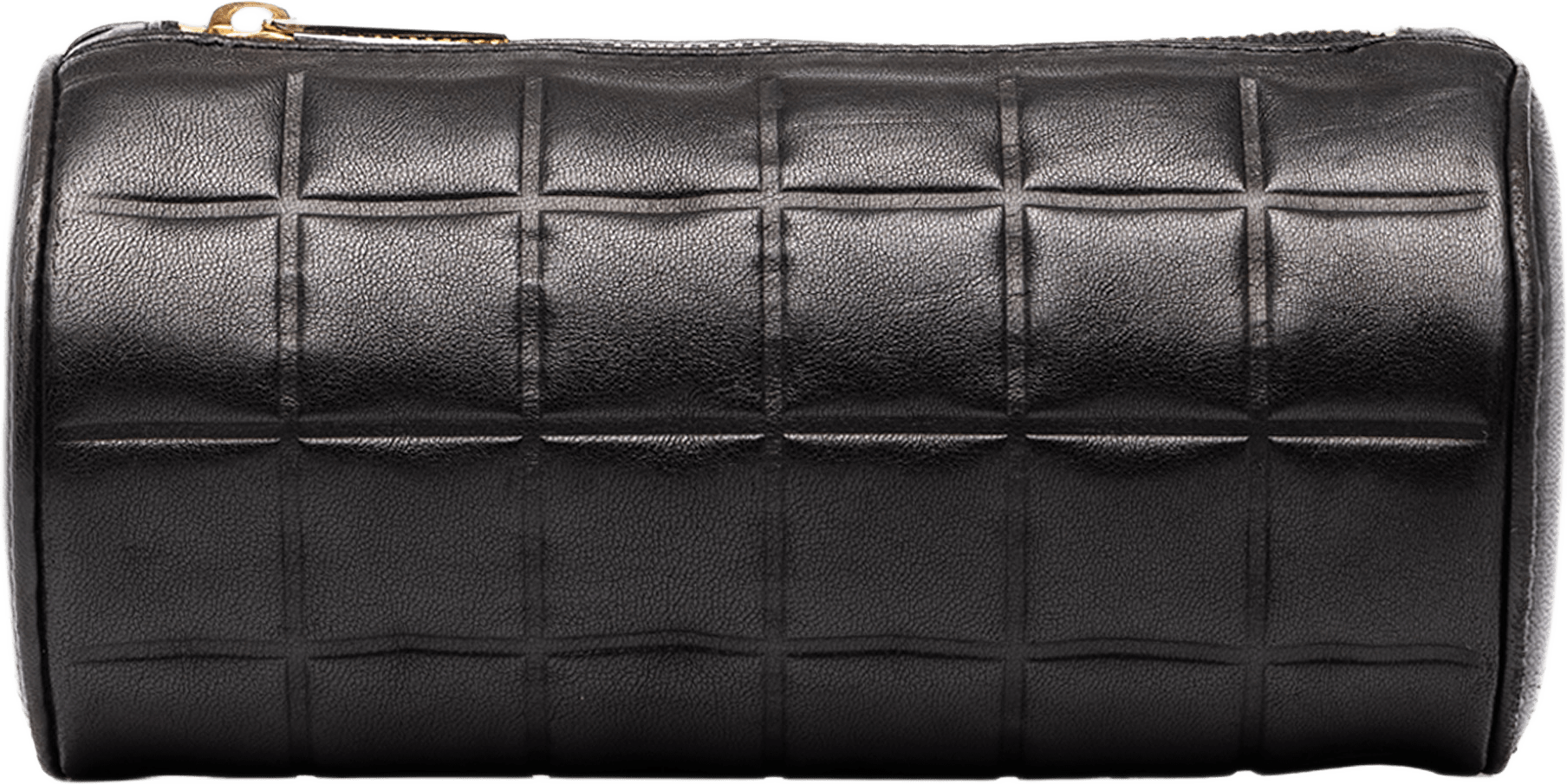 Chanel Cc Chocolate Bar Lambskin Barrel Cosmetic Pouch, från Luxclusif, i färgen svart.
