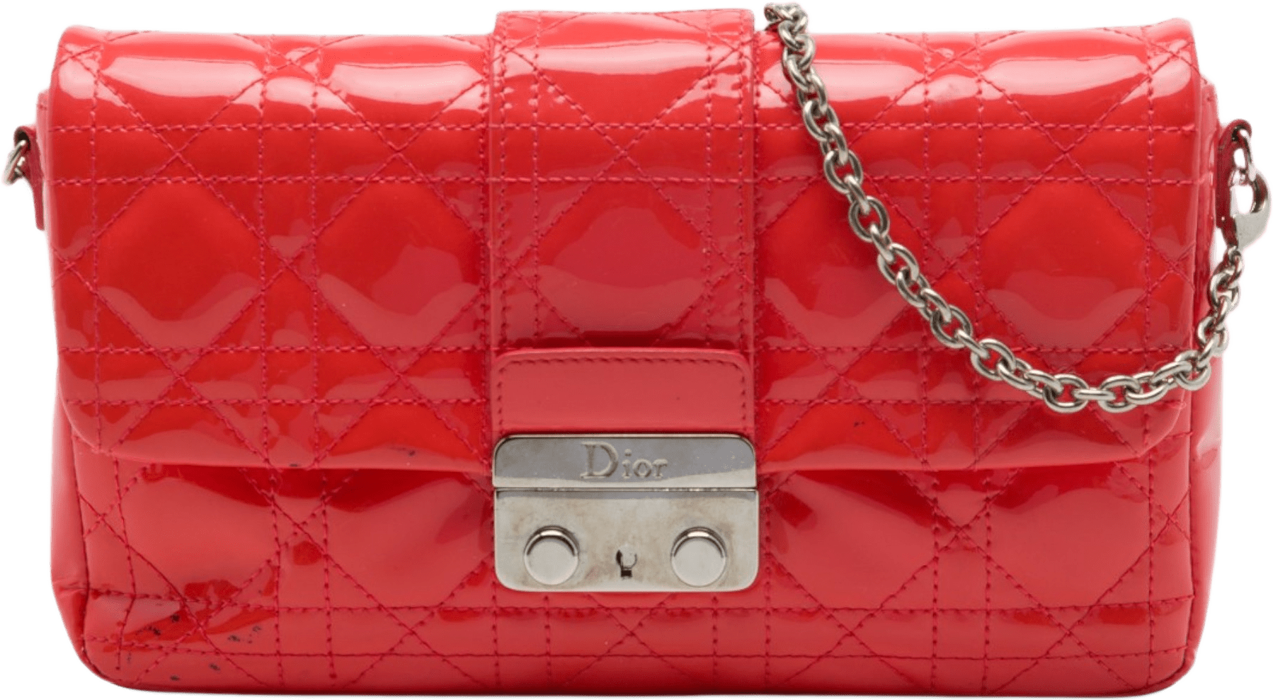 Dior Patent Cannage New Lock Pouch Crossbody, från Luxclusif, i färgen röd.