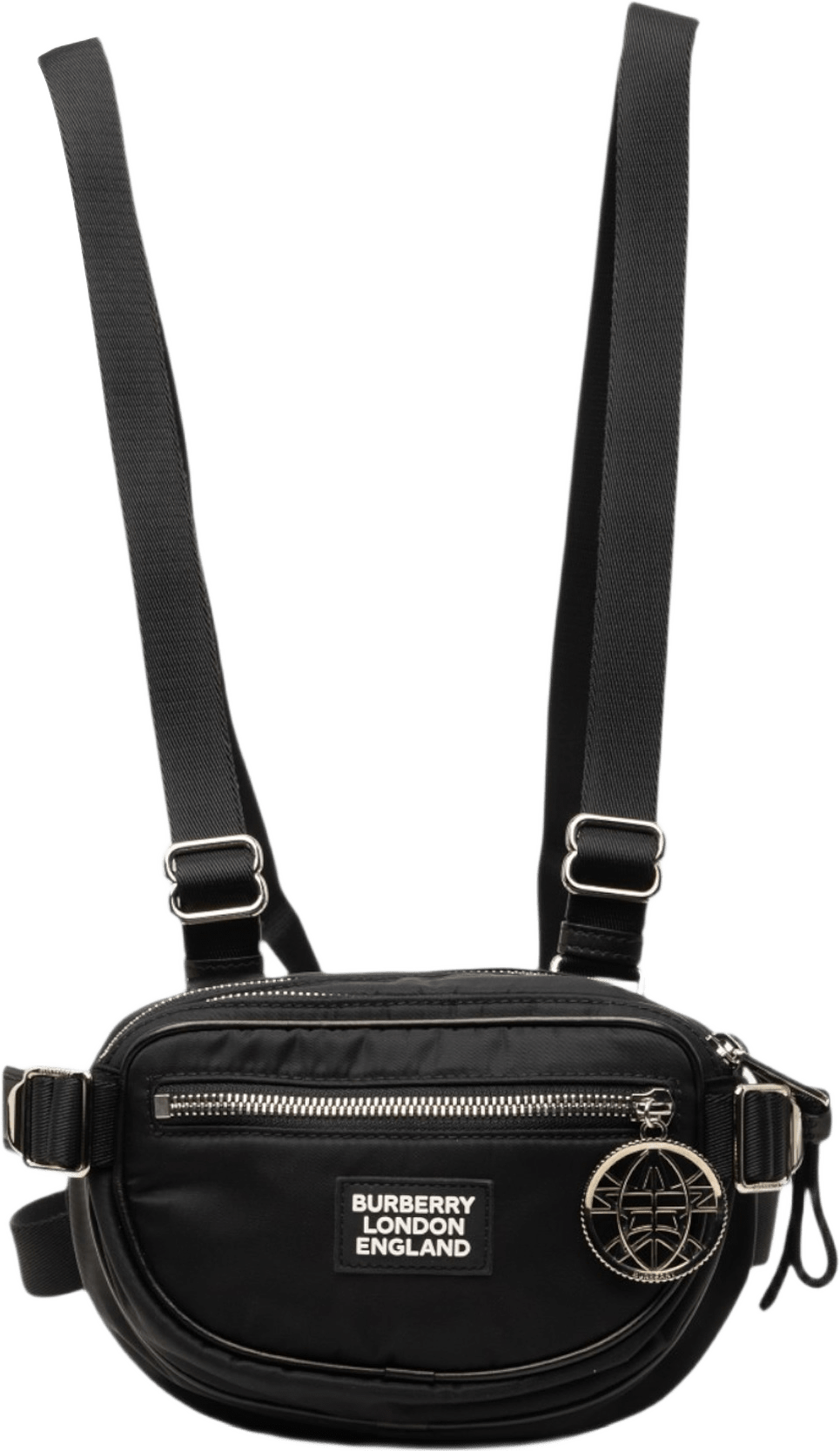 Burberry Econyl Nylon Logo Cannon Belt Bag, från Luxclusif, i färgen svart.