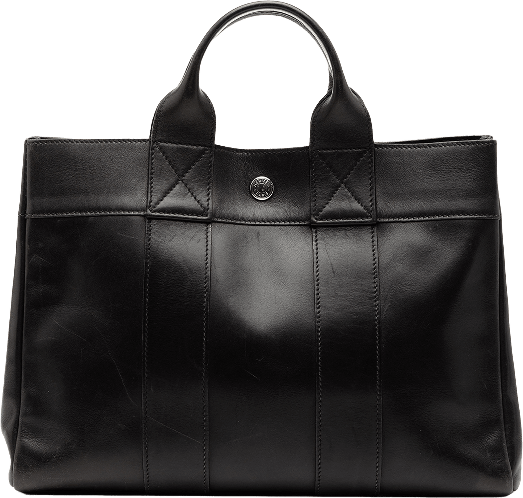 Hermès Box Calf Fourre Tout Pm, från Luxclusif, i färgen black.