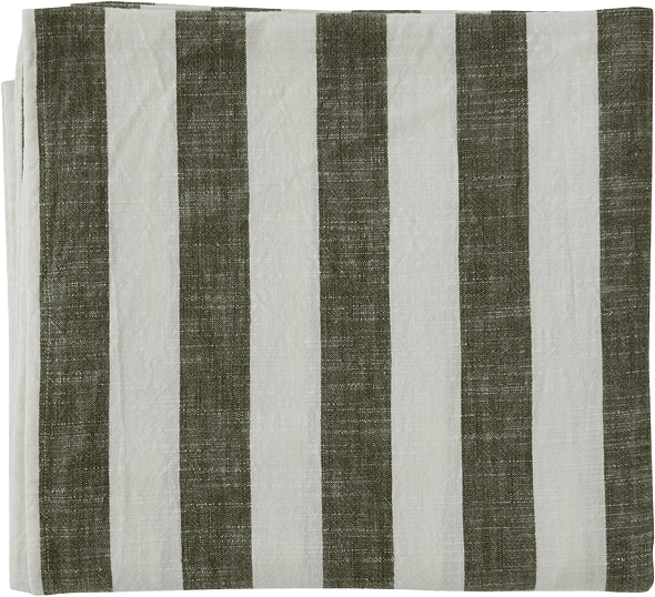 Striped Tablecloth - 200x140 Cm, från OYOY Living, i färgen olive.