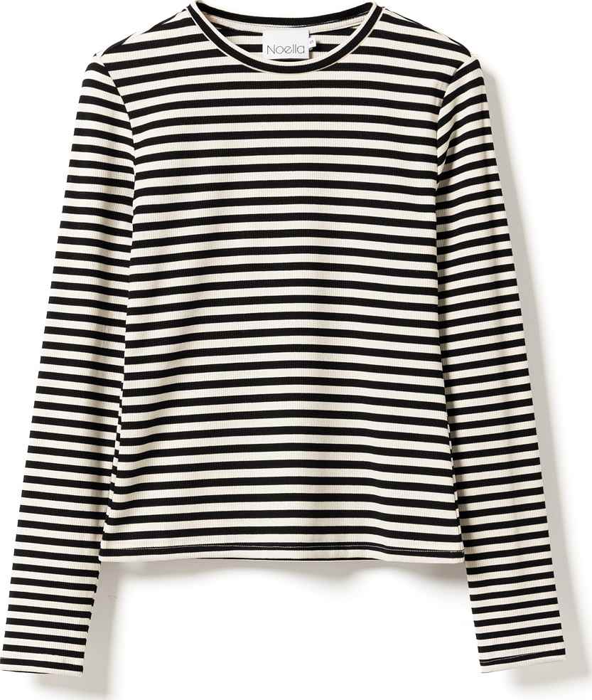 Luana Top - Ivory Black Stripe, från Noella, i färgen ivory black stripe.