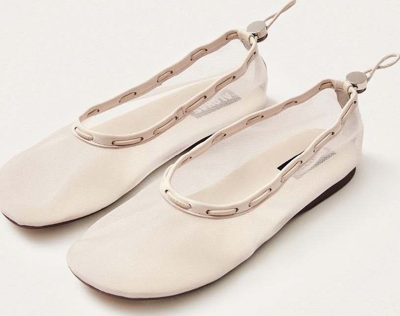 Gill Mesh White Ballet Flats