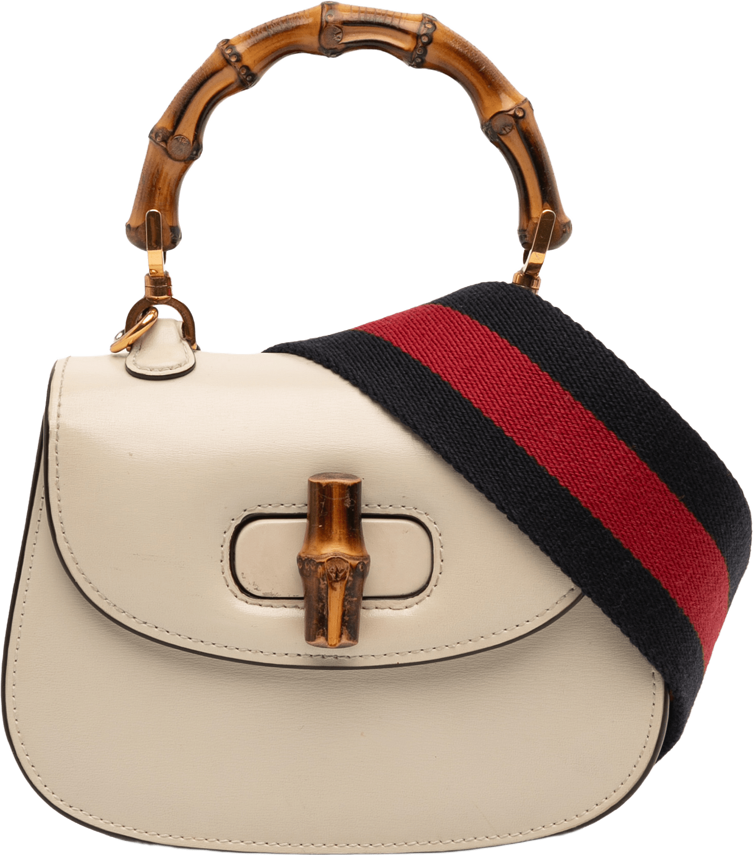 Gucci Mini Calfskin 1947 Bamboo Top Handle Bag, från Luxclusif, i färgen white.