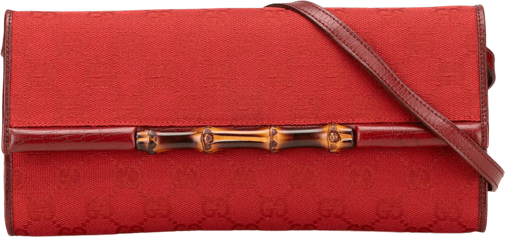 Gucci Gg Canvas Bamboo Bar Crossbody, från Luxclusif, i färgen red.