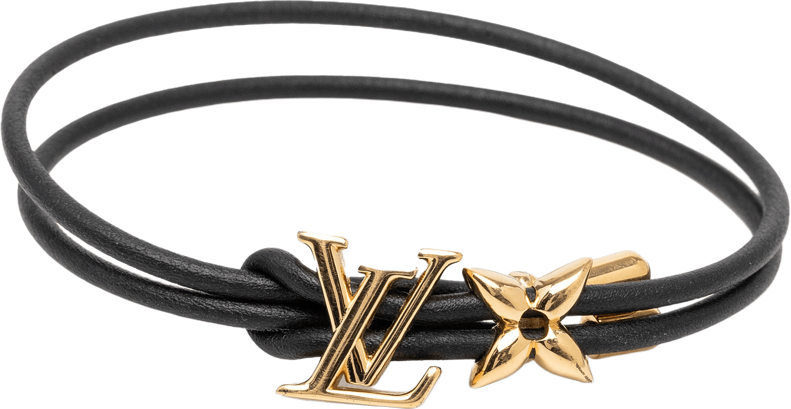 Louis Vuitton Leather Lv Bloom Bracelet, från Luxclusif, i färgen black.