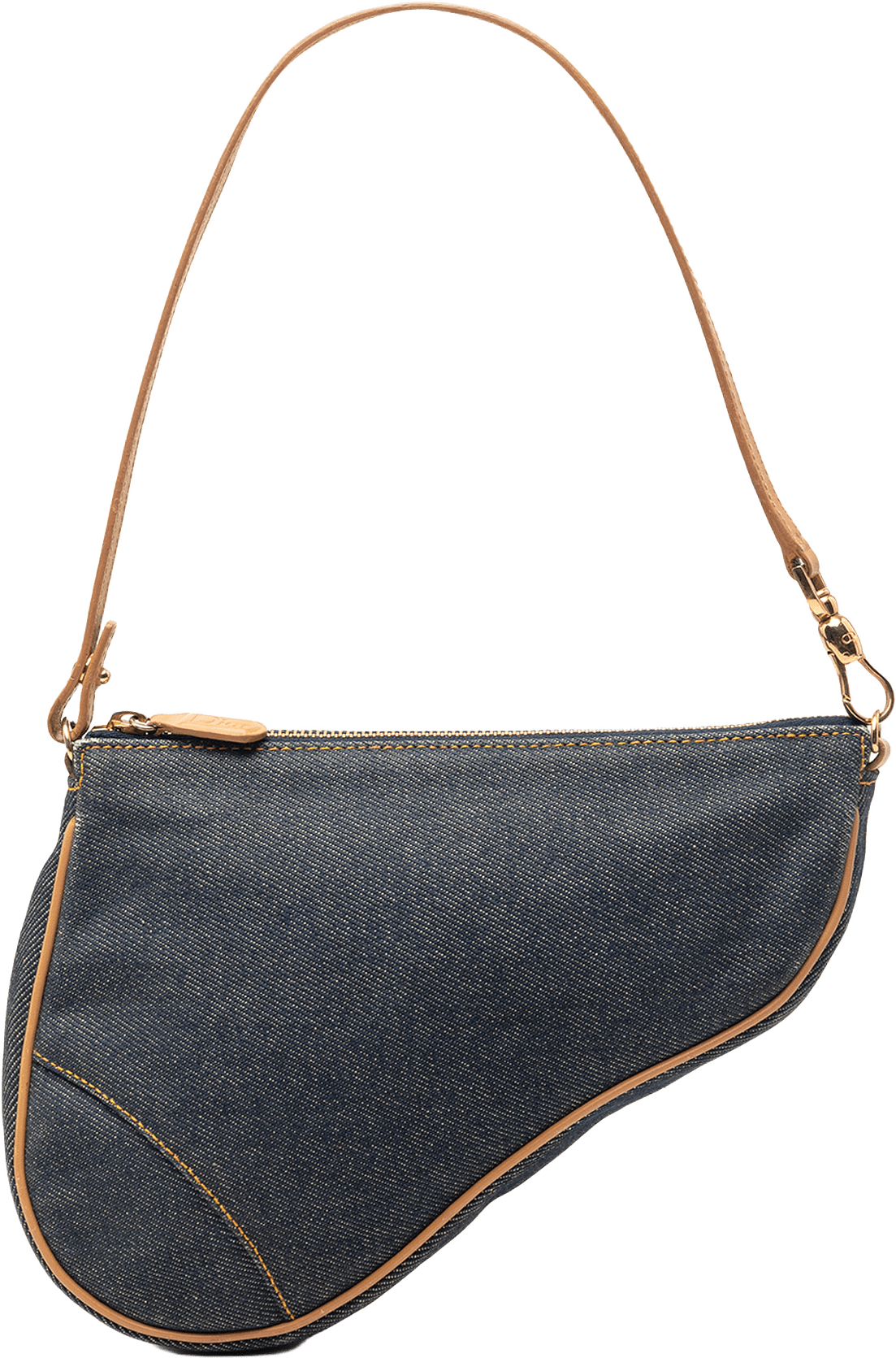 Dior Mini Denim Saddle Pochette, från Luxclusif, i färgen denim.