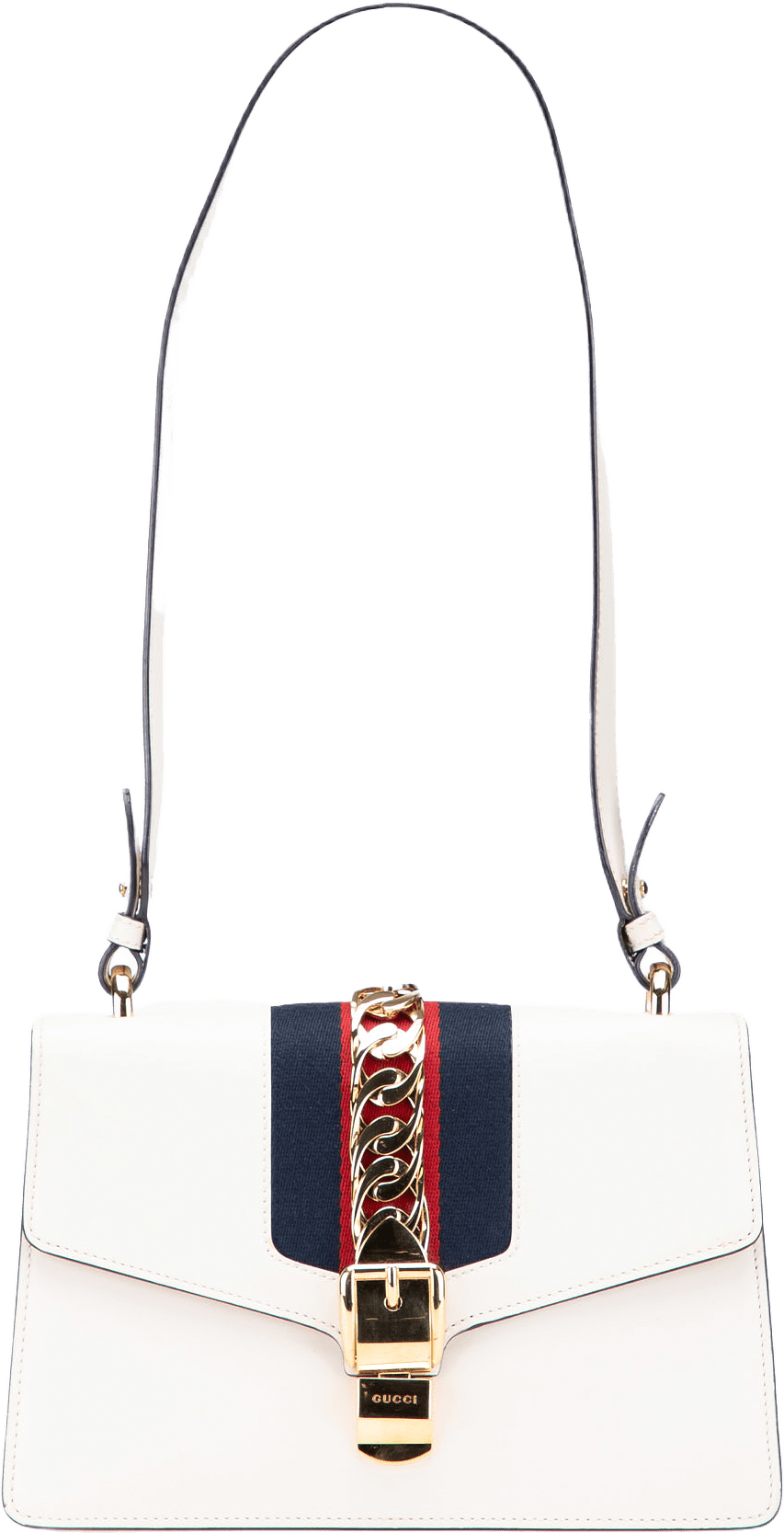 Gucci Small Leather Sylvie Satchel, från Luxclusif, i färgen white.