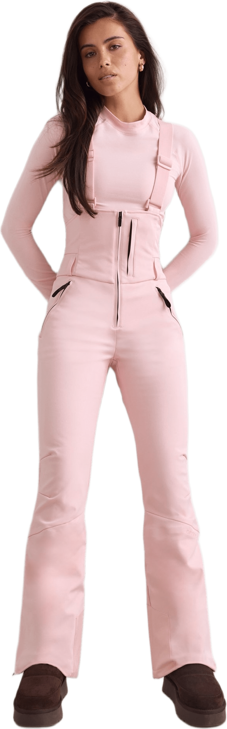 Stretch Thermo Bib Pants, från aim'n, i färgen pink frost.