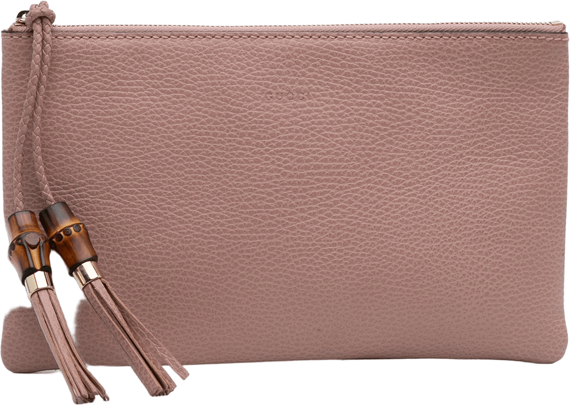 Gucci Calfskin Bamboo Clutch, från Luxclusif, i färgen light pink.