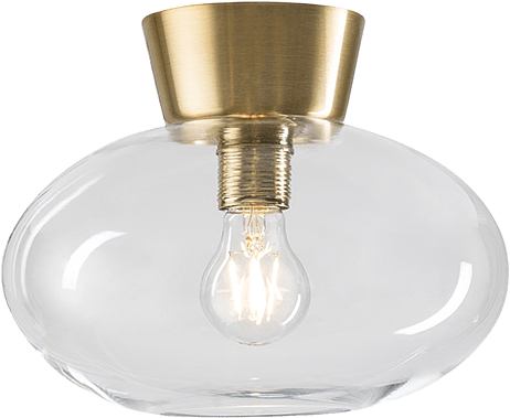 Plafond Bullo Ø27, från Belid, i färgen mässing/klar glas.