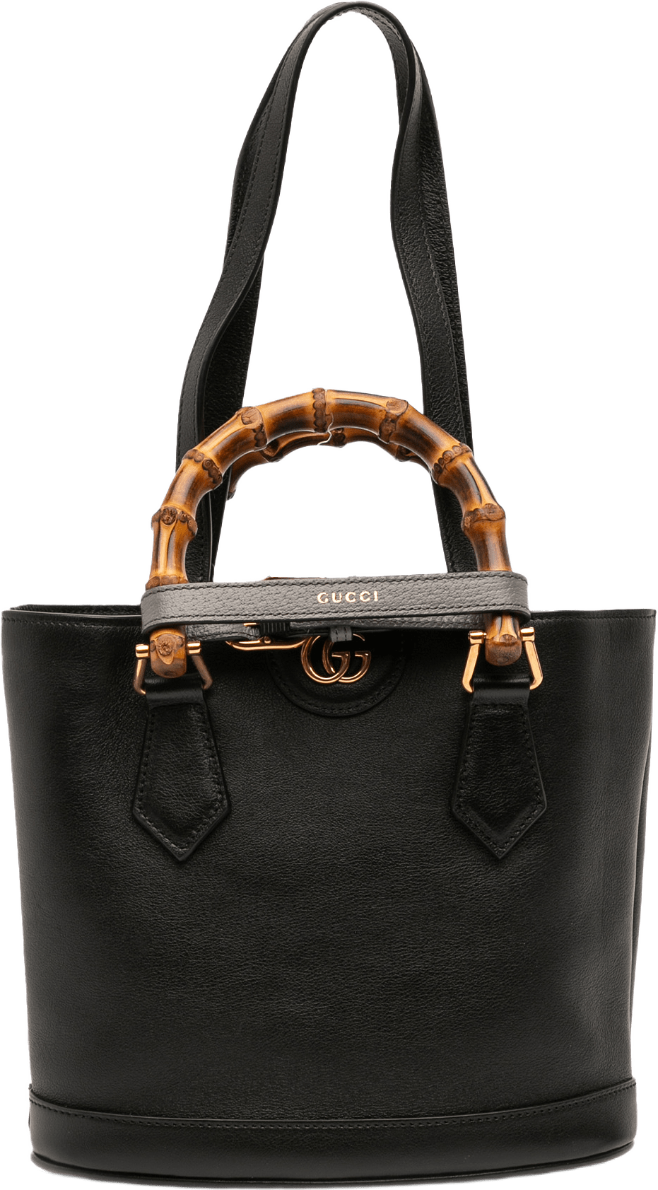 Gucci Small Calfskin Bamboo Diana Convertible Bucket Bag, från Luxclusif, i färgen black.