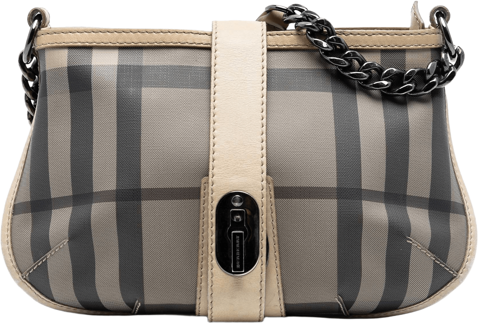 Burberry Smoked Check Coated Canvas Crossbody, från Luxclusif, i färgen beige.