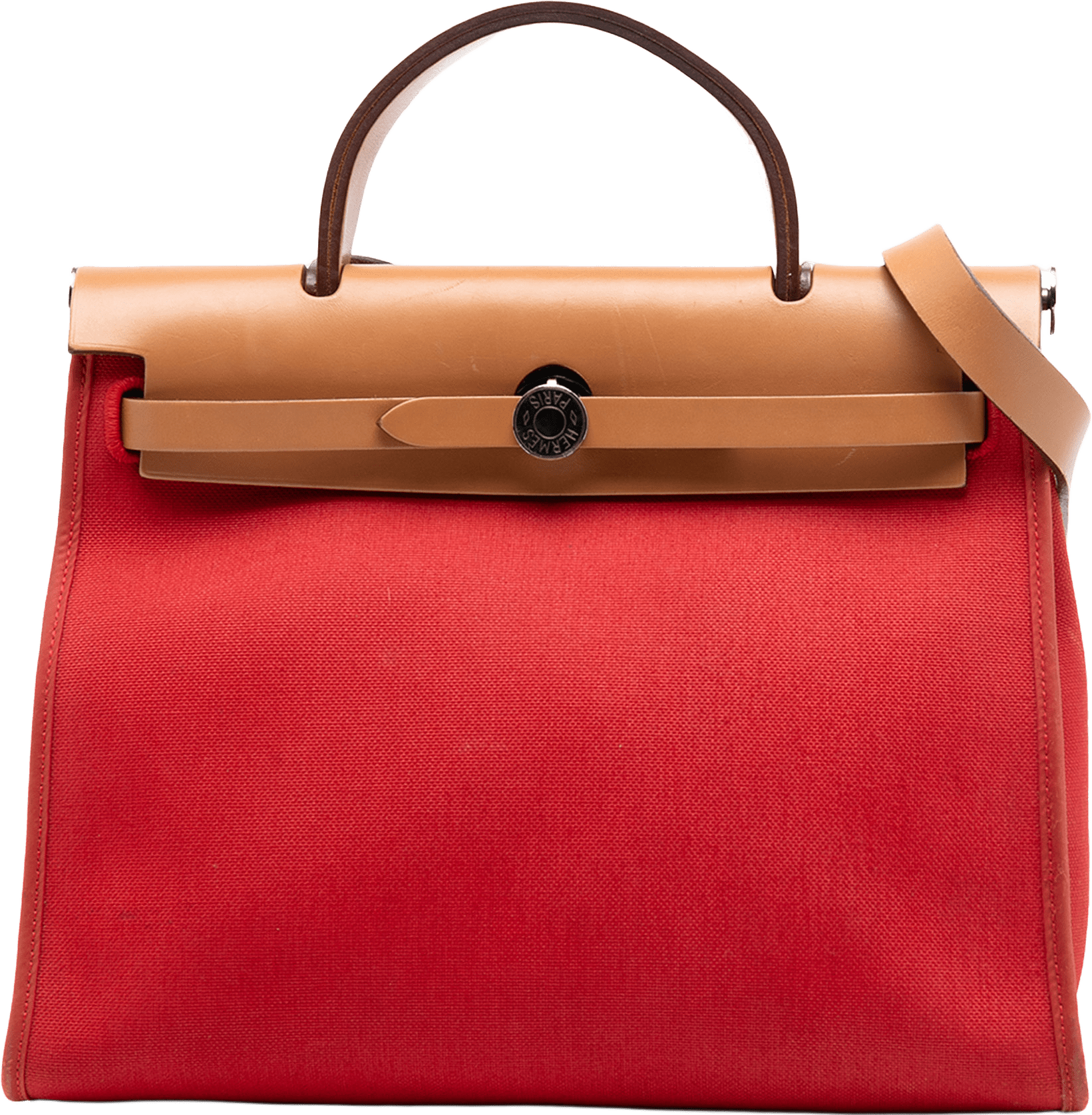 Hermès Toile Herbag Zip 31, från Luxclusif, i färgen red.