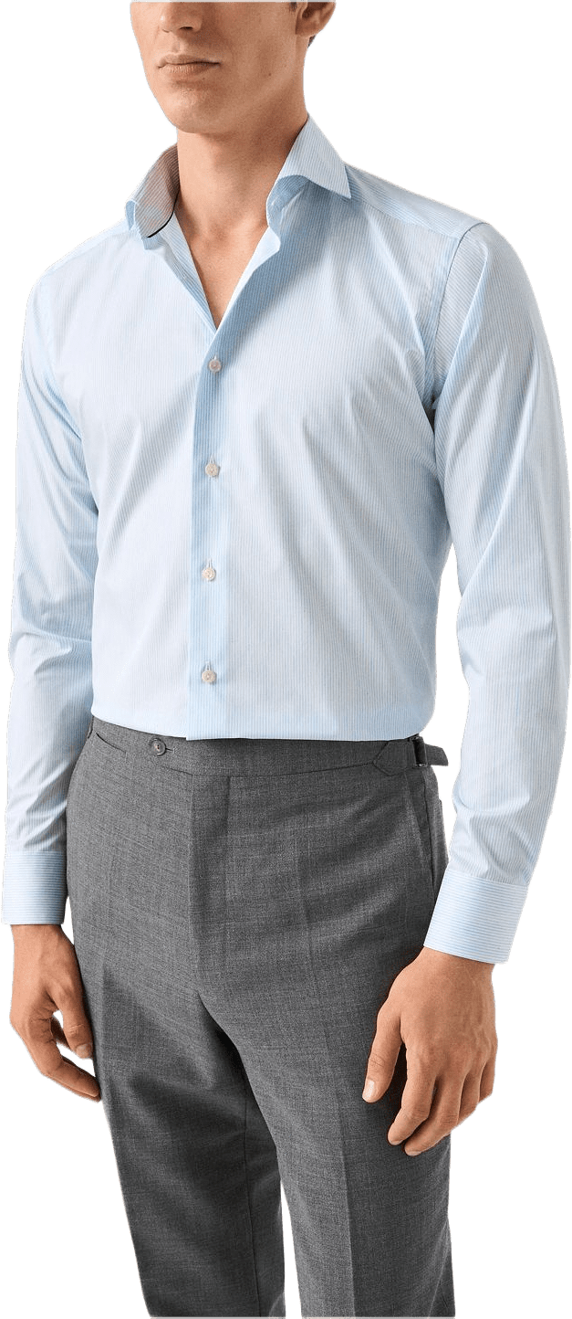 Randig Fine Twill-skjorta Contemporary Fit, från Eton, i färgen light blue.