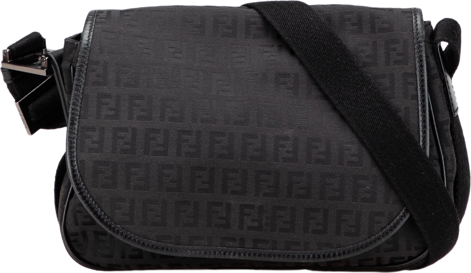 Fendi Zucchino Canvas Crossbody, från Luxclusif, i färgen black.
