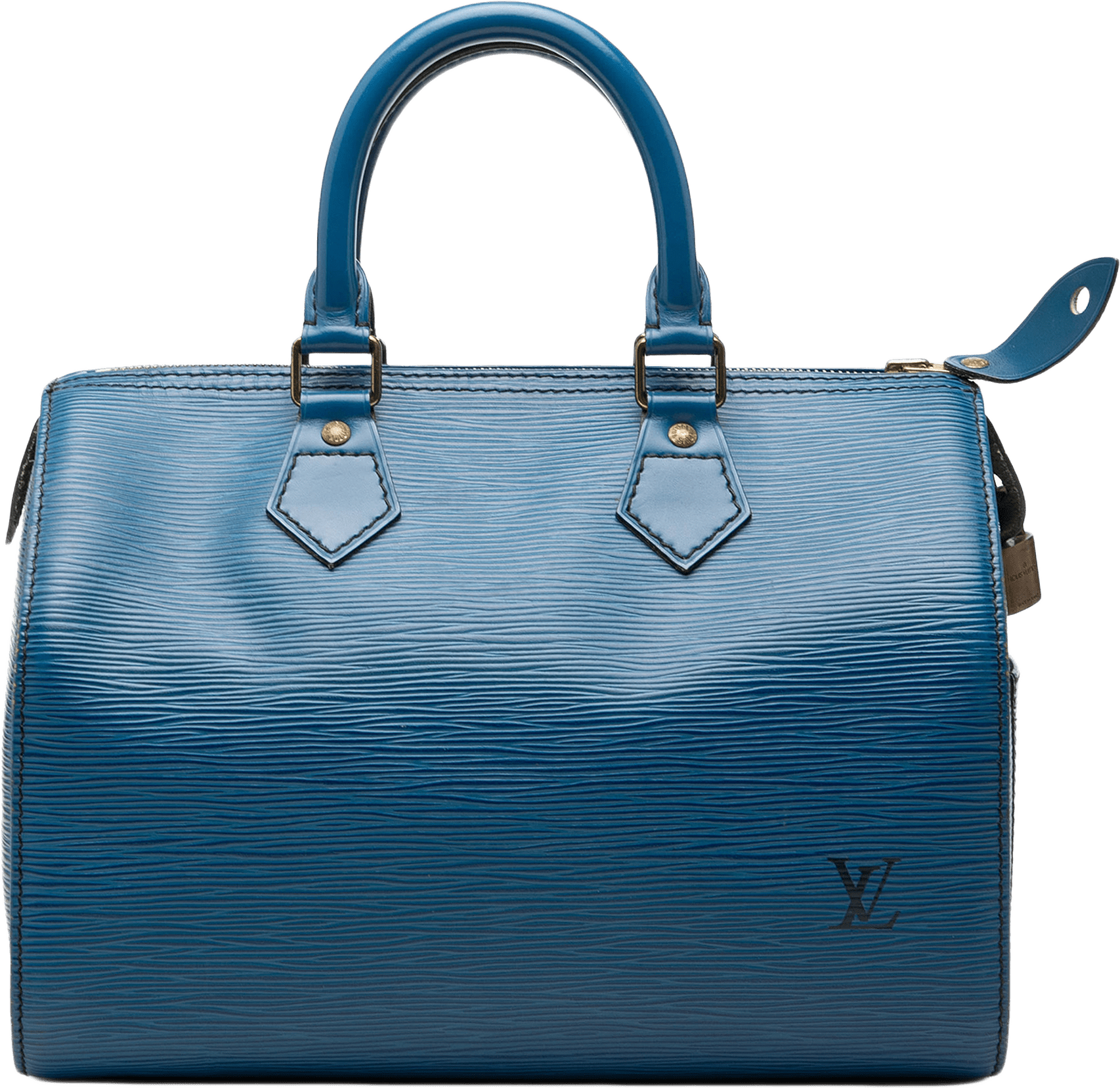 Louis Vuitton Epi Speedy 25, från Luxclusif, i färgen blå.