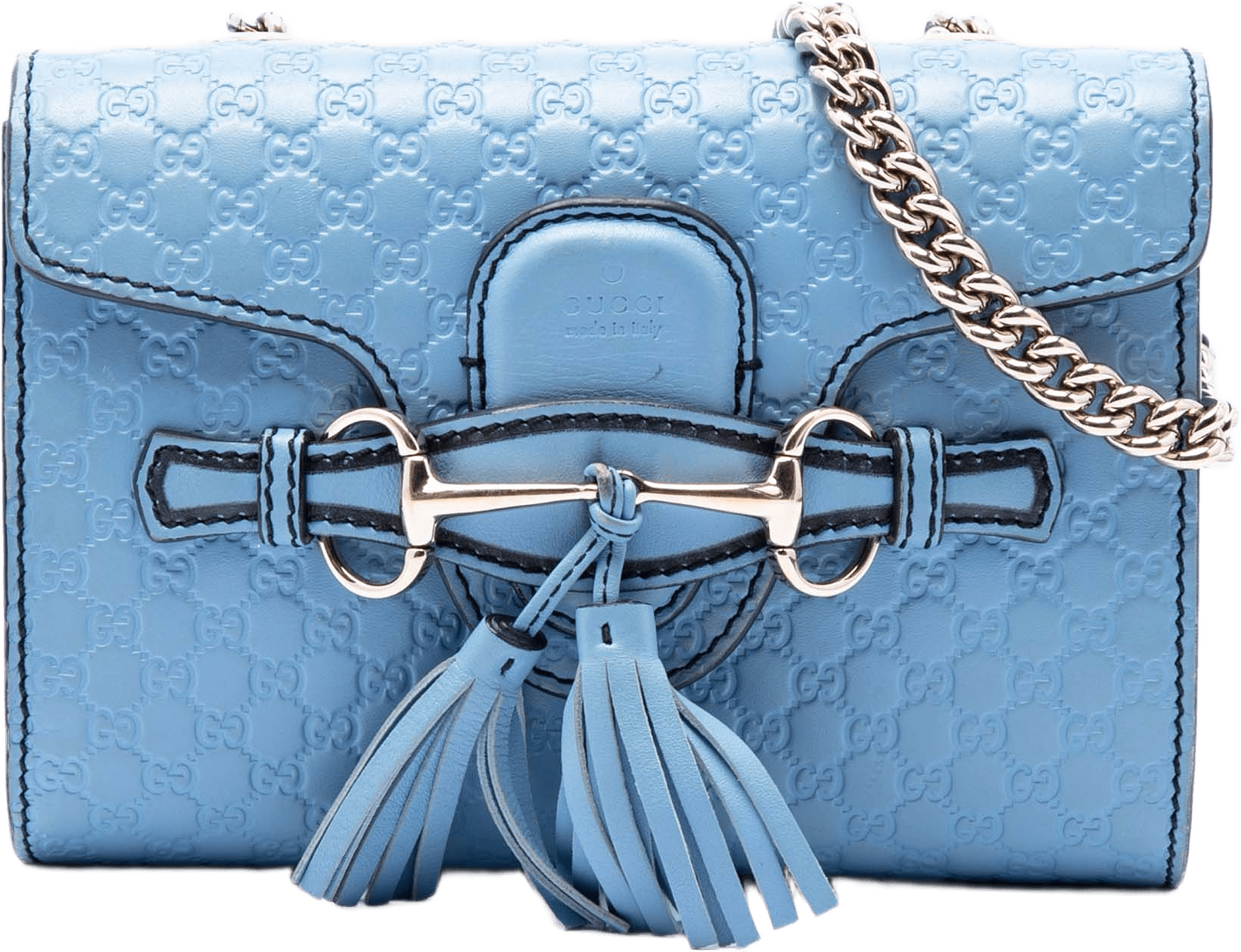 Gucci Mini Microguccissima Emily Crossbody, från Luxclusif, i färgen blå.
