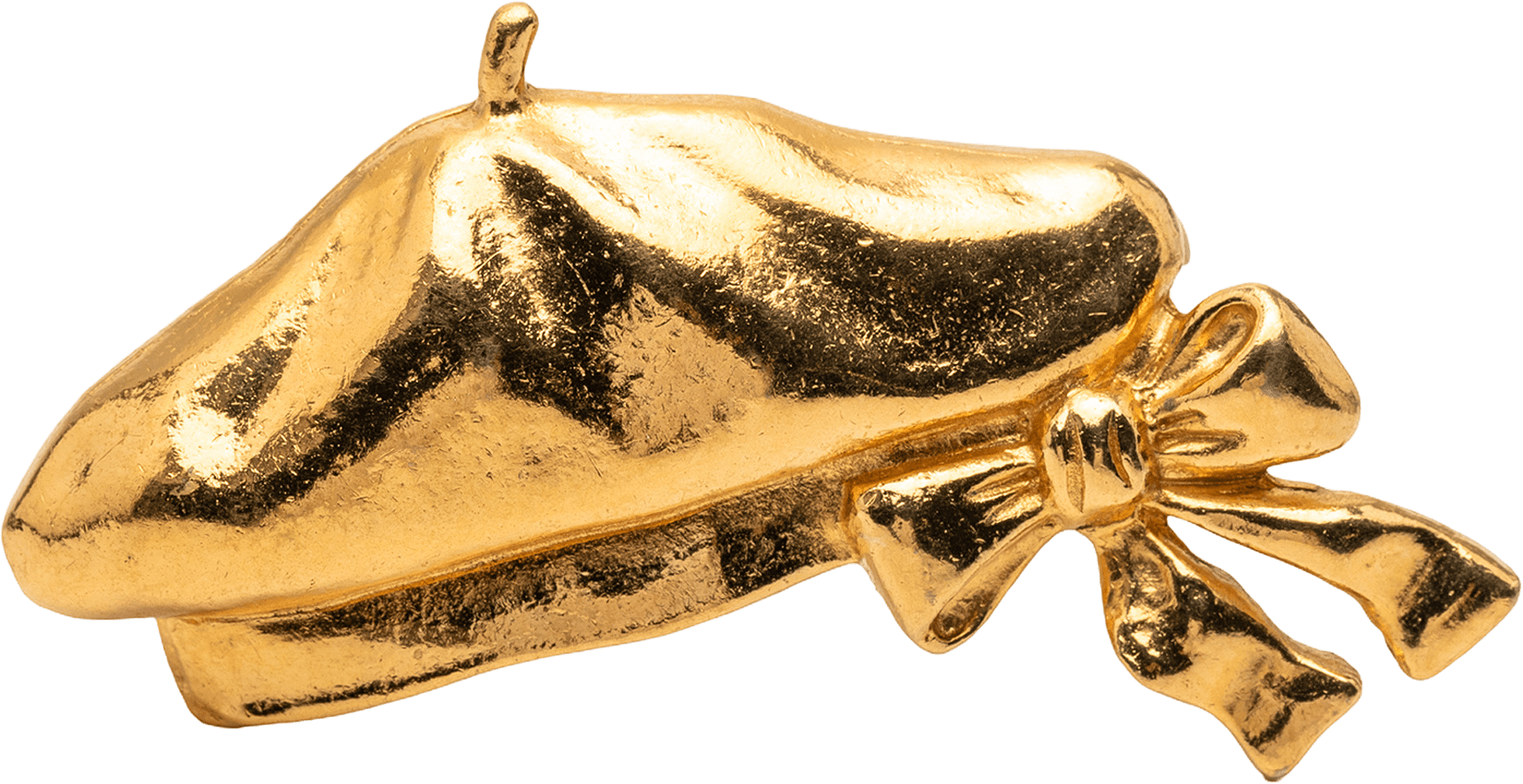 Chanel Gold Plated Beret Hat Brooch, från Luxclusif, i färgen gold.