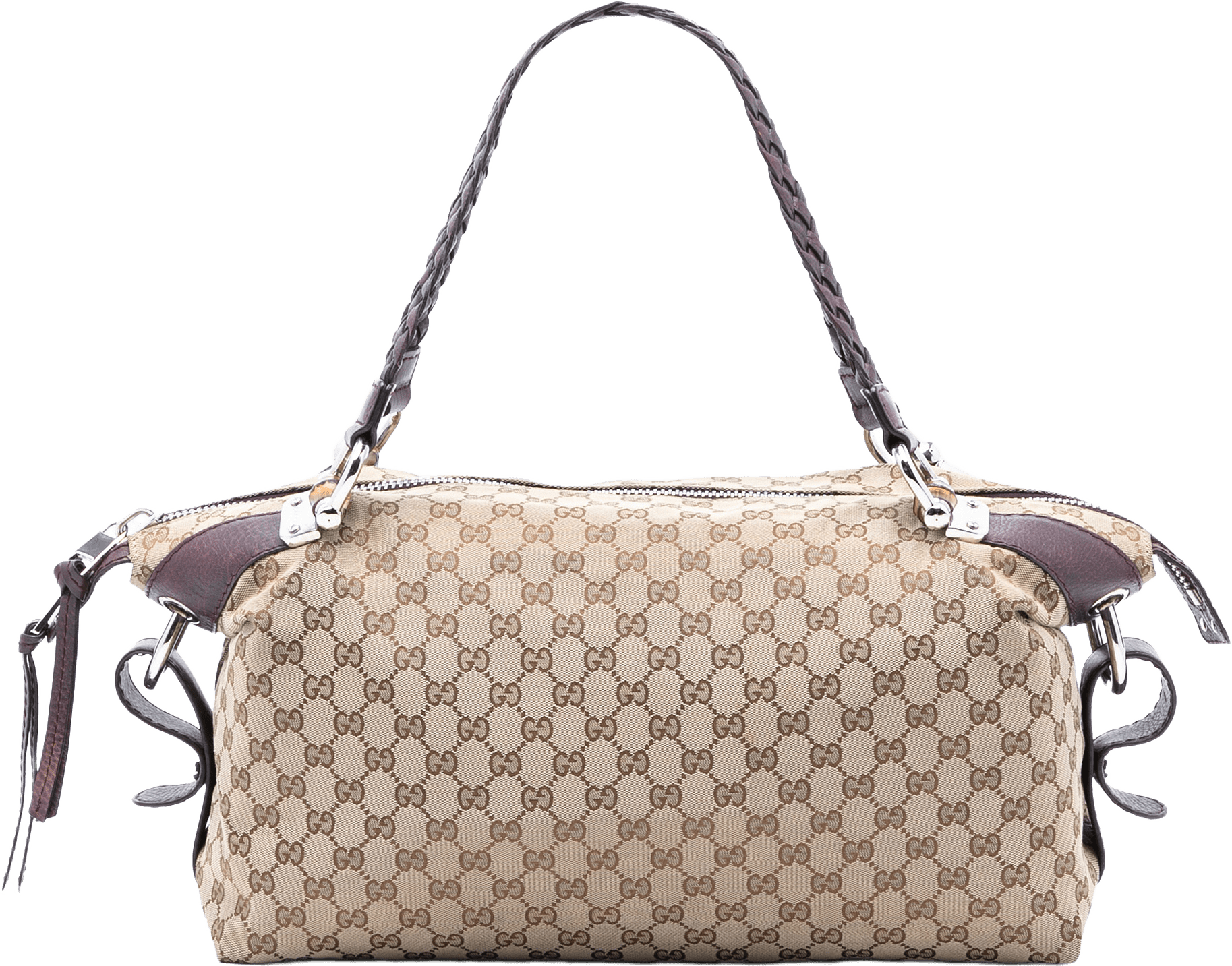 Gucci Medium Gg Canvas Bamboo Bar Tote, från Luxclusif, i färgen beige.