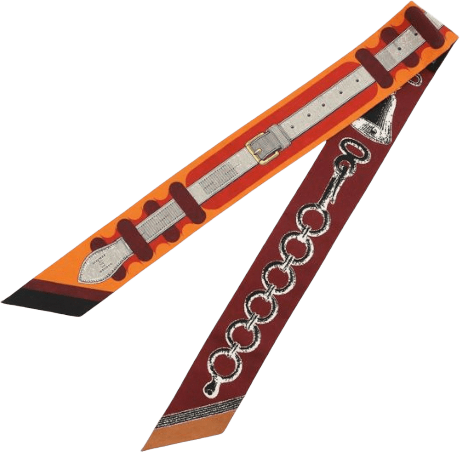 Hermès Inventaire Poetique De Brides A Bloc Silk Twilly Scarf, från Luxclusif, i färgen orange.