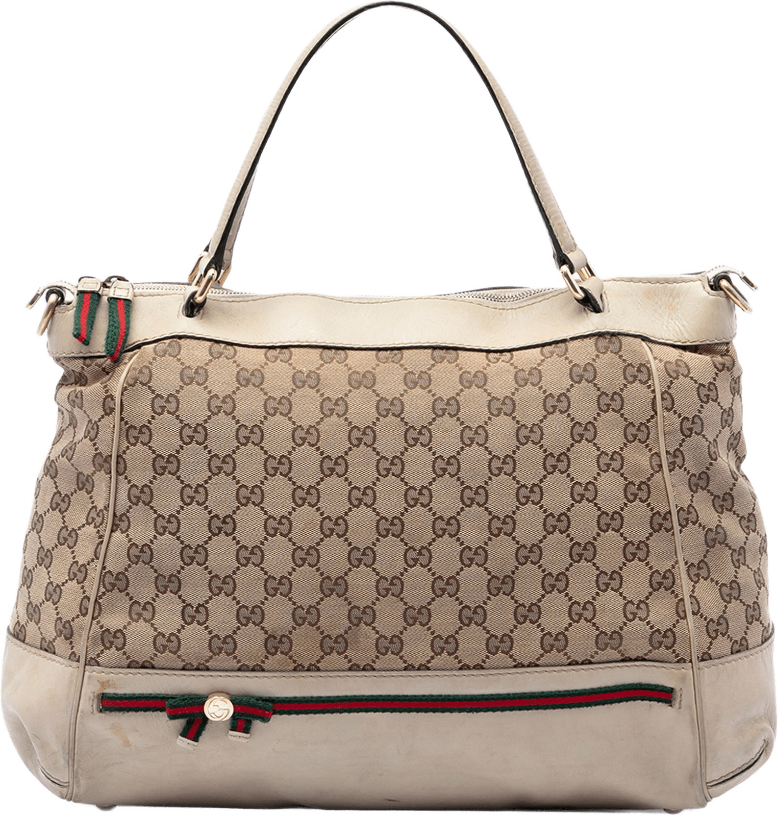 Gucci Gg Canvas Web Mayfair Satchel, från Luxclusif, i färgen vit.