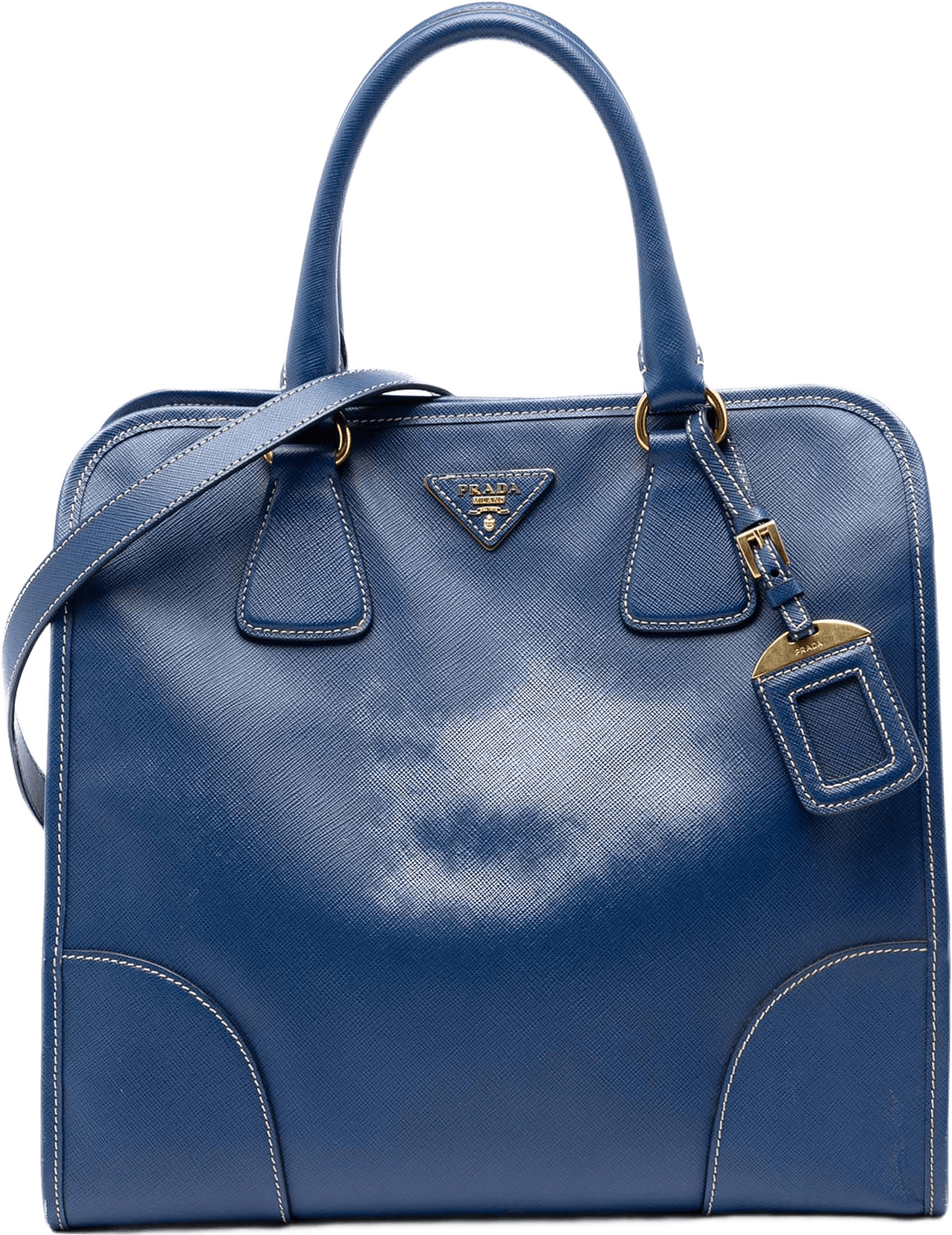 Prada Saffiano Lux Shopping Tote, från Luxclusif, i färgen blue.