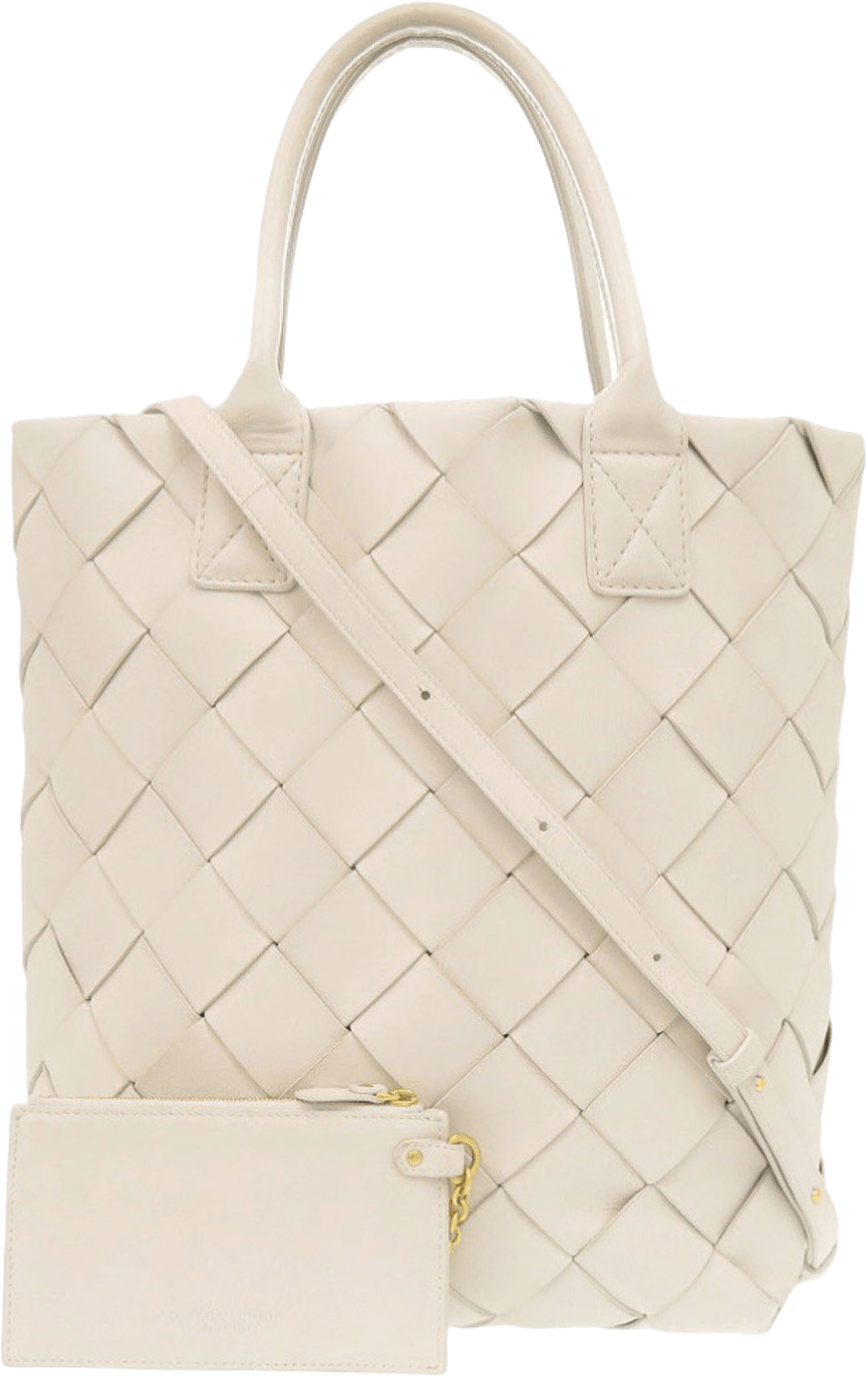 Bottega Veneta Lambskin Maxi Intrecciato Cabat Tote 30, från Luxclusif, i färgen ivory.