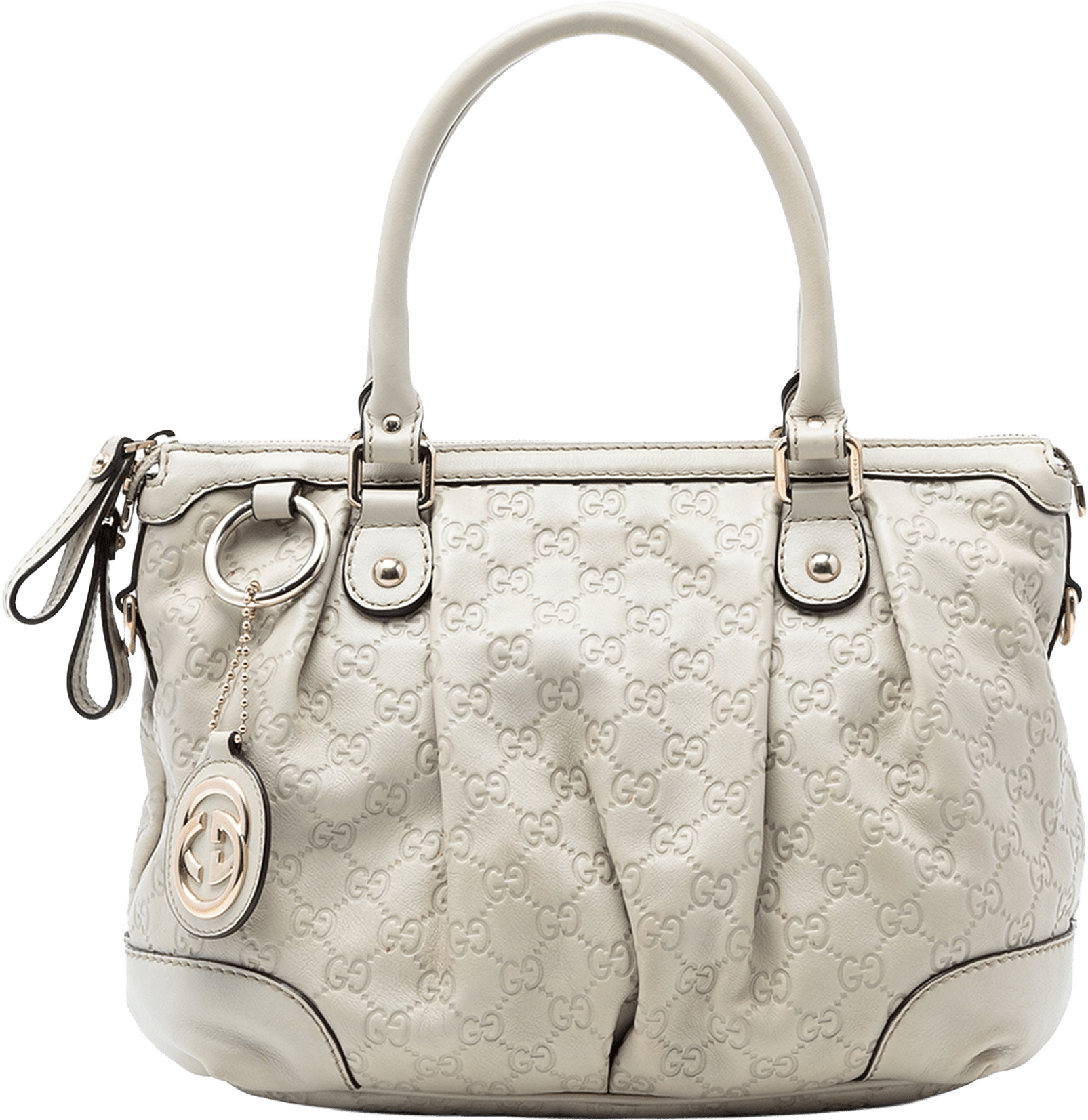 Gucci Guccissima Sukey Satchel, från Luxclusif, i färgen ivory.