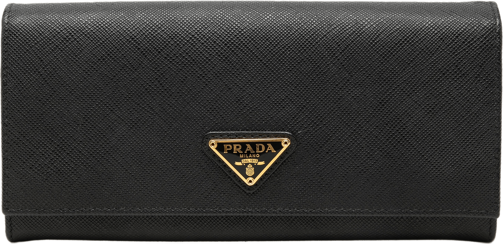 Prada Saffiano Bifold Long Wallet, från Luxclusif, i färgen svart.
