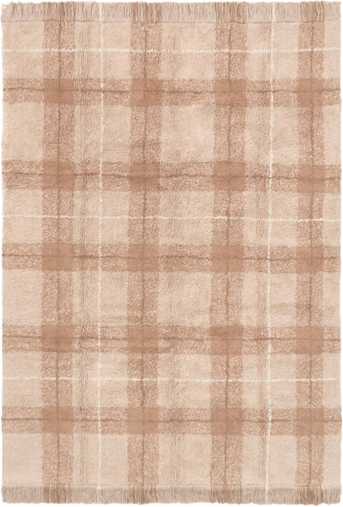 Tvättbar Matta Tartan, från LORENA CANALS, i färgen ros, kastanj, kola, naturlig.