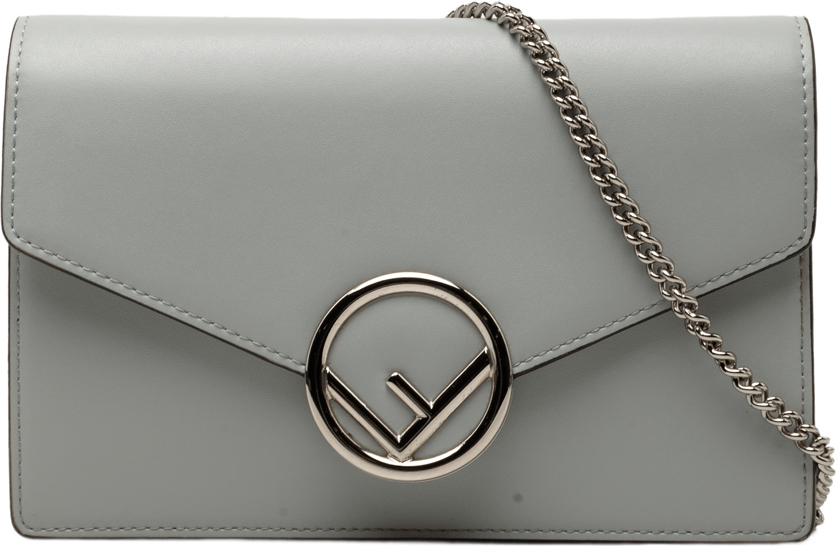 Fendi Leather F Is Fendi Envelope Wallet On Chain, från Luxclusif, i färgen grå.