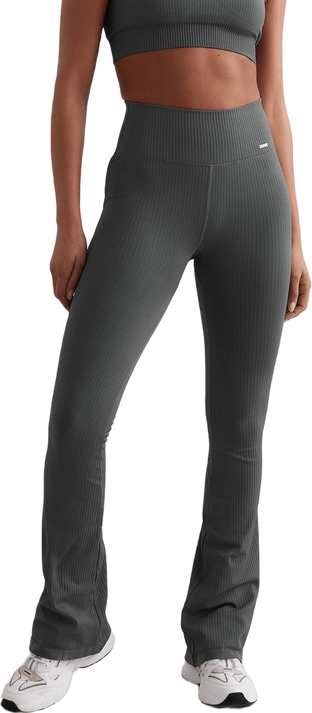 Sage Ribbed Seamless Flare Tights