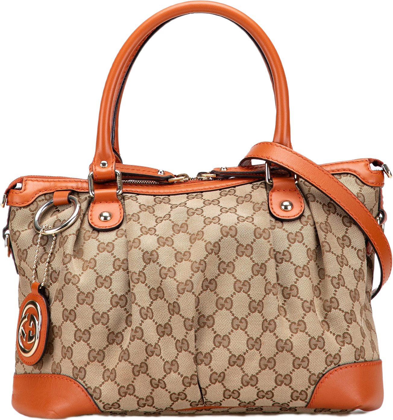 Gucci Gg Canvas Sukey Satchel, från Luxclusif, i färgen beige.