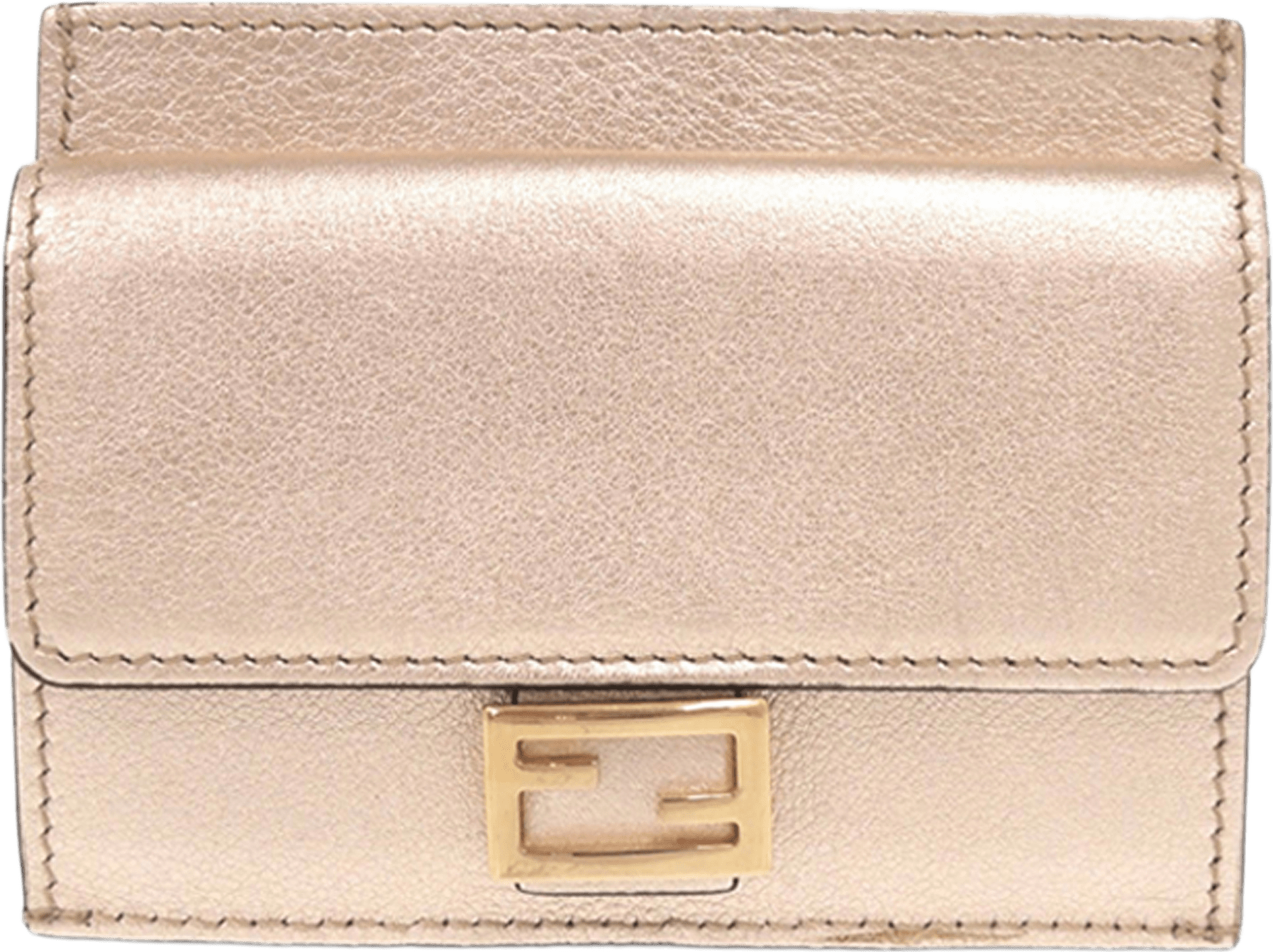 Fendi Metallic Calfskin Ff 1974 Baguette Card Holder, från Luxclusif, i färgen pink.