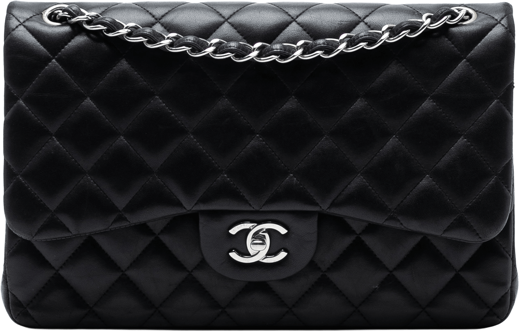 Chanel Jumbo Classic Lambskin Double Flap, från Luxclusif, i färgen black.