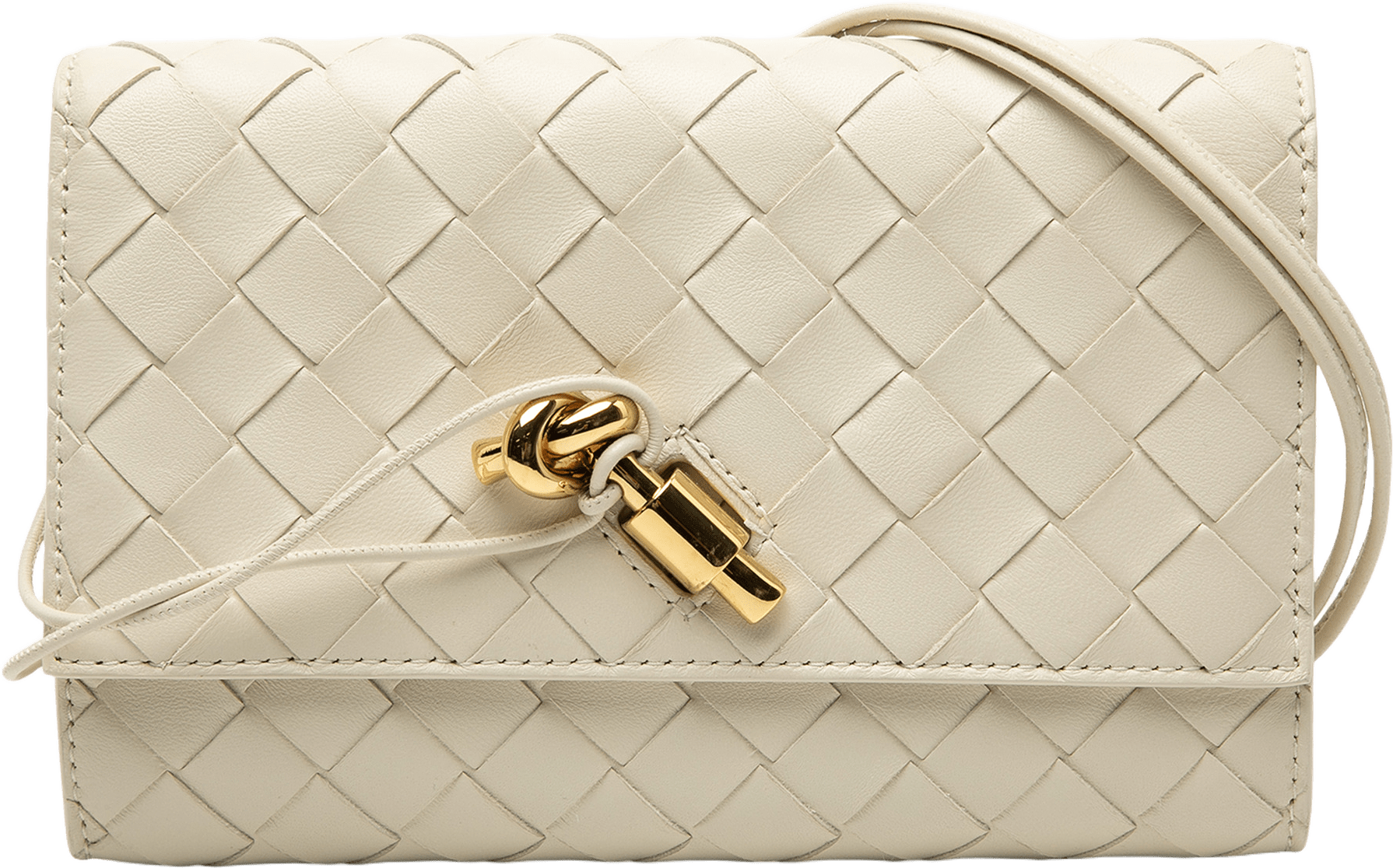 Bottega Veneta Nappa Intrecciato Andiamo Pouch On Strap, från Luxclusif, i färgen white.