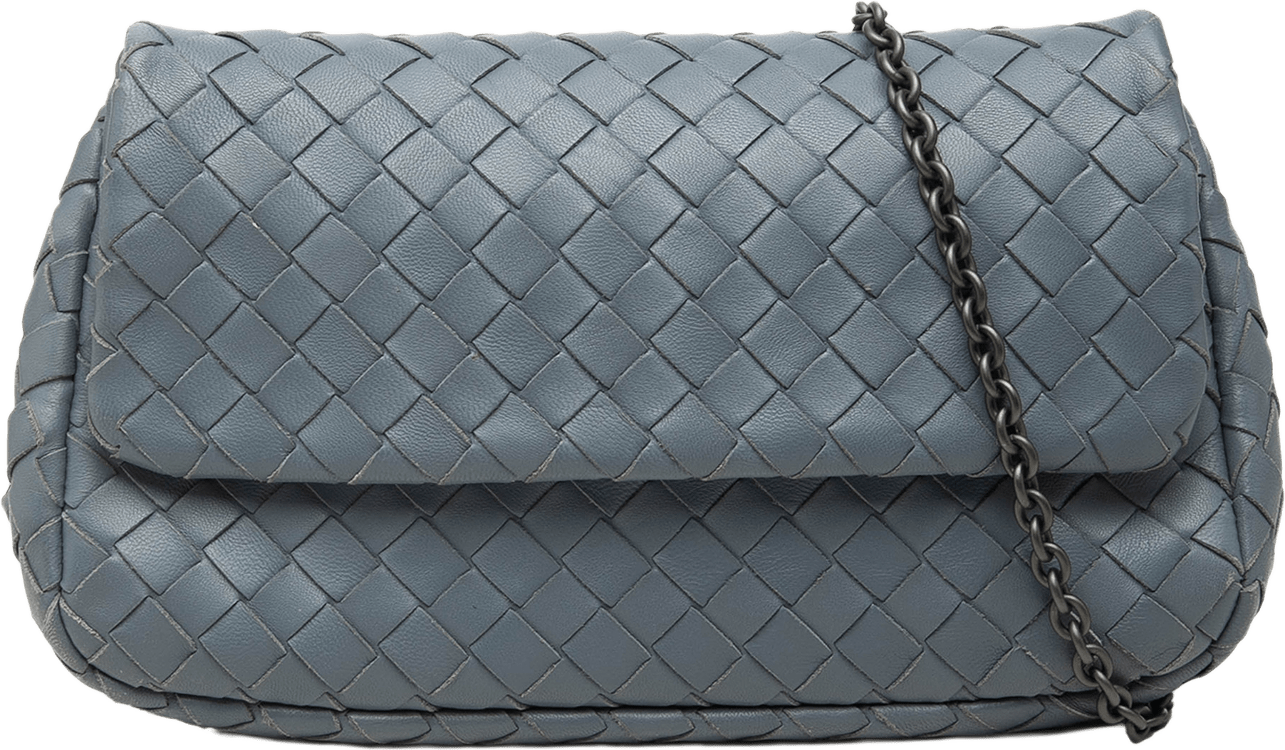 Bottega Veneta Mini Nappa Intrecciato Expandable Chain Flap Crossbody, från Luxclusif, i färgen blå.