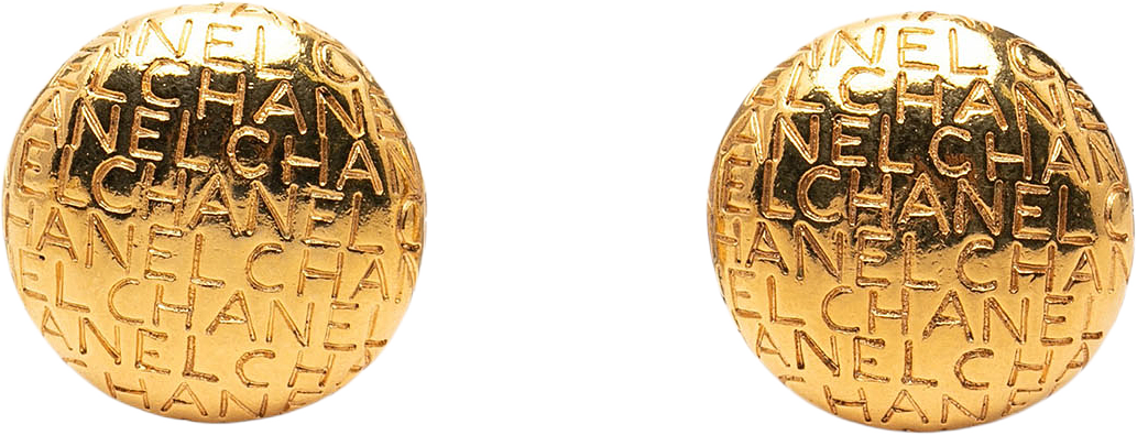 Chanel Gold Plated Logo Lettering Clip On Earrings, från Luxclusif, i färgen gold.