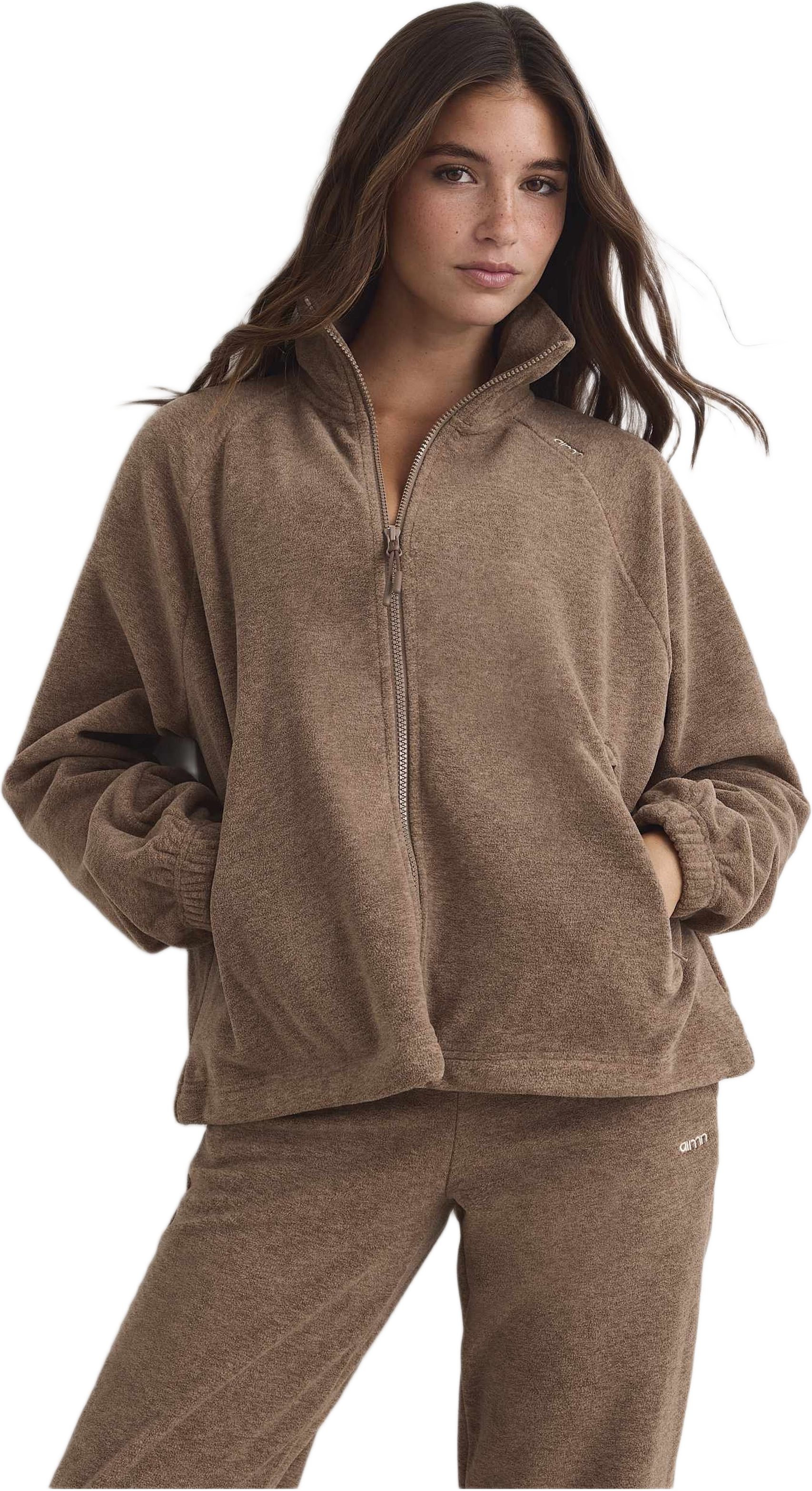 Fleece Zip Jacket, från aim'n, i färgen hazelnut.
