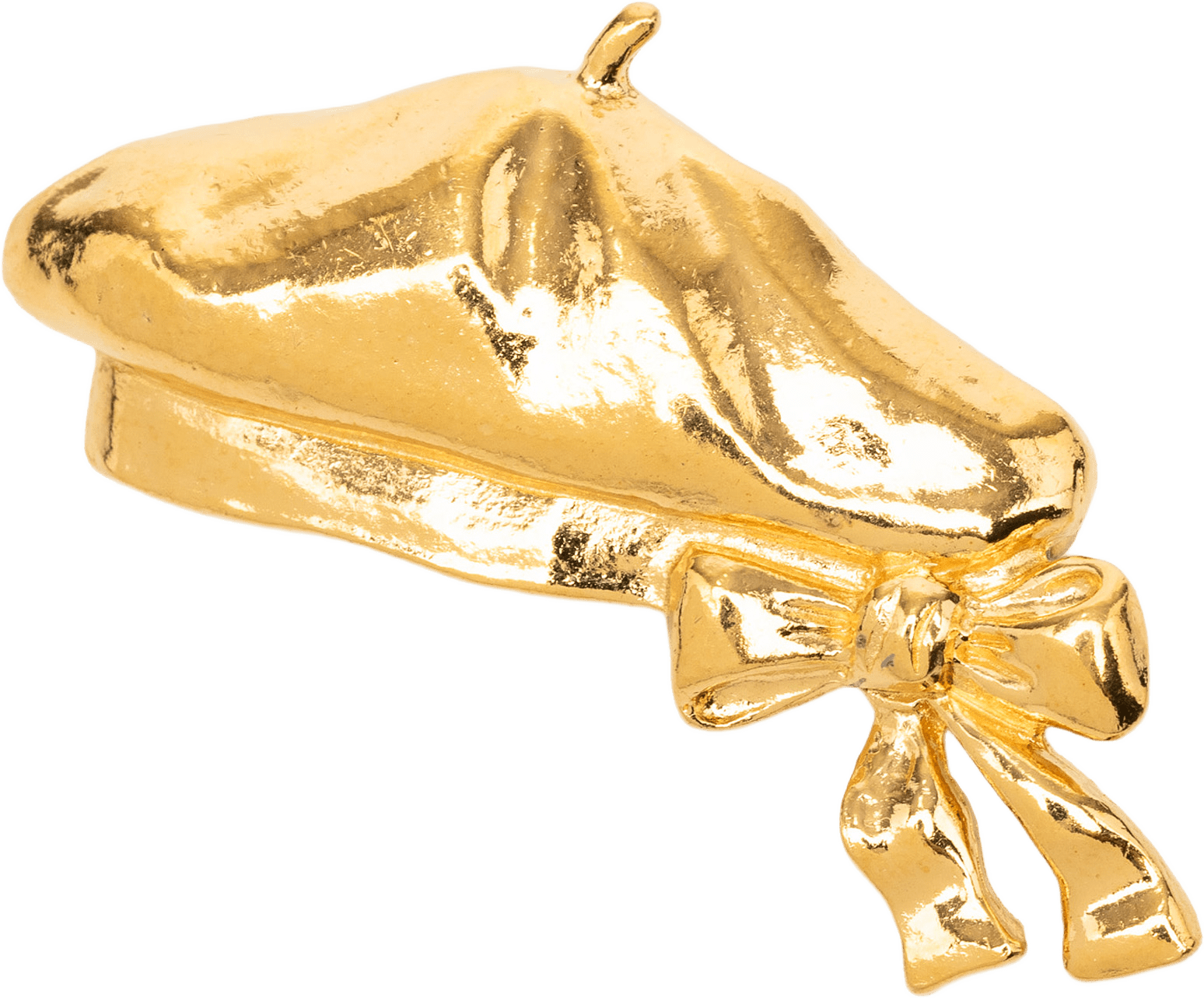 Chanel Gold Plated Beret Hat Brooch, från Luxclusif, i färgen gold.