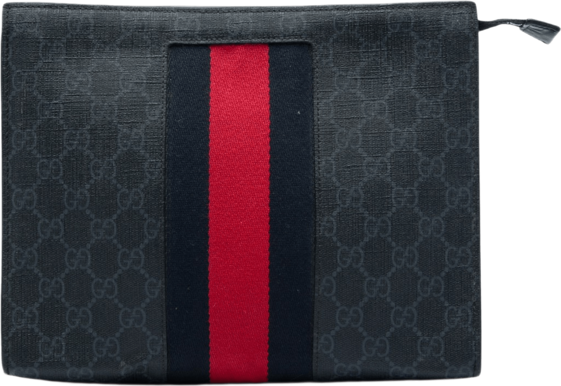 Gucci Gg Supreme Web Clutch, från Luxclusif, i färgen svart.