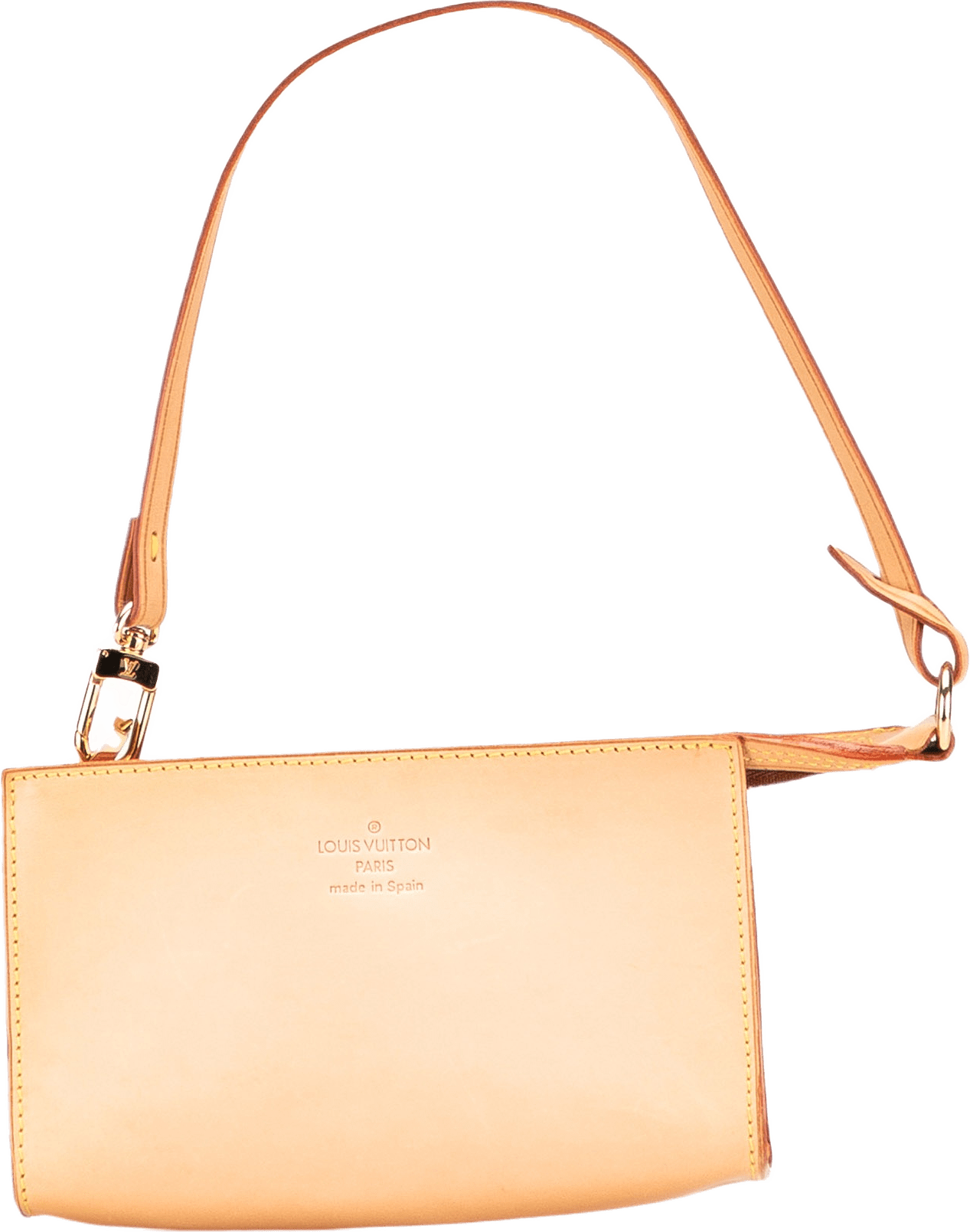 Louis Vuitton Nomade Pochette, från Luxclusif, i färgen caramel.