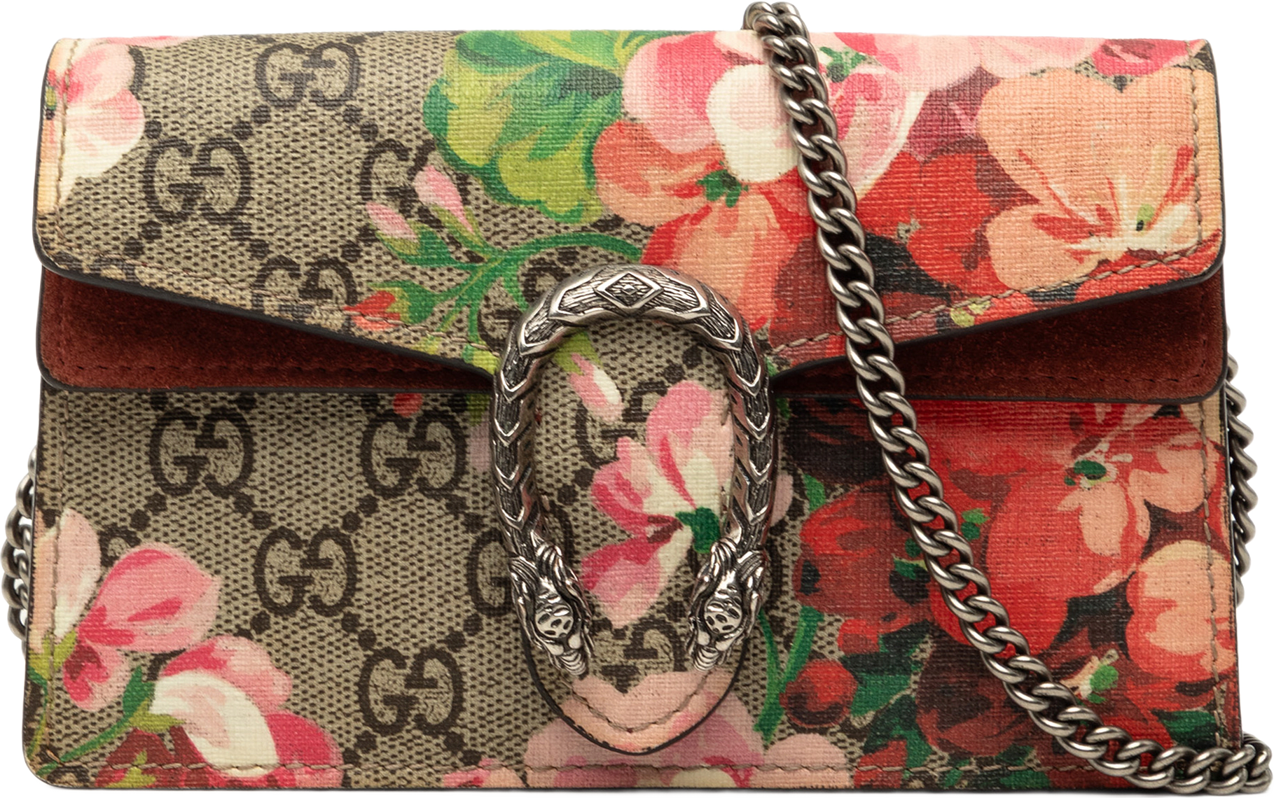 Gucci Mini Gg Supreme Blooms Dionysus Crossbody, från Luxclusif, i färgen beige.